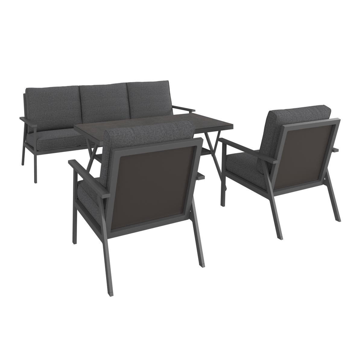 Lounge Garnitura Genua, Črna, Antracit, 4-Delno - črna/antracit, Moderno, kovina/steklo - Beldano