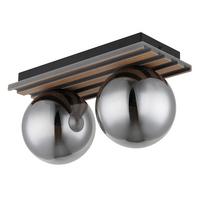 Stropna Svjetiljka Parsons - siva/smeđa, Design, staklo/drvni materijal (35/15/20cm) - Globo