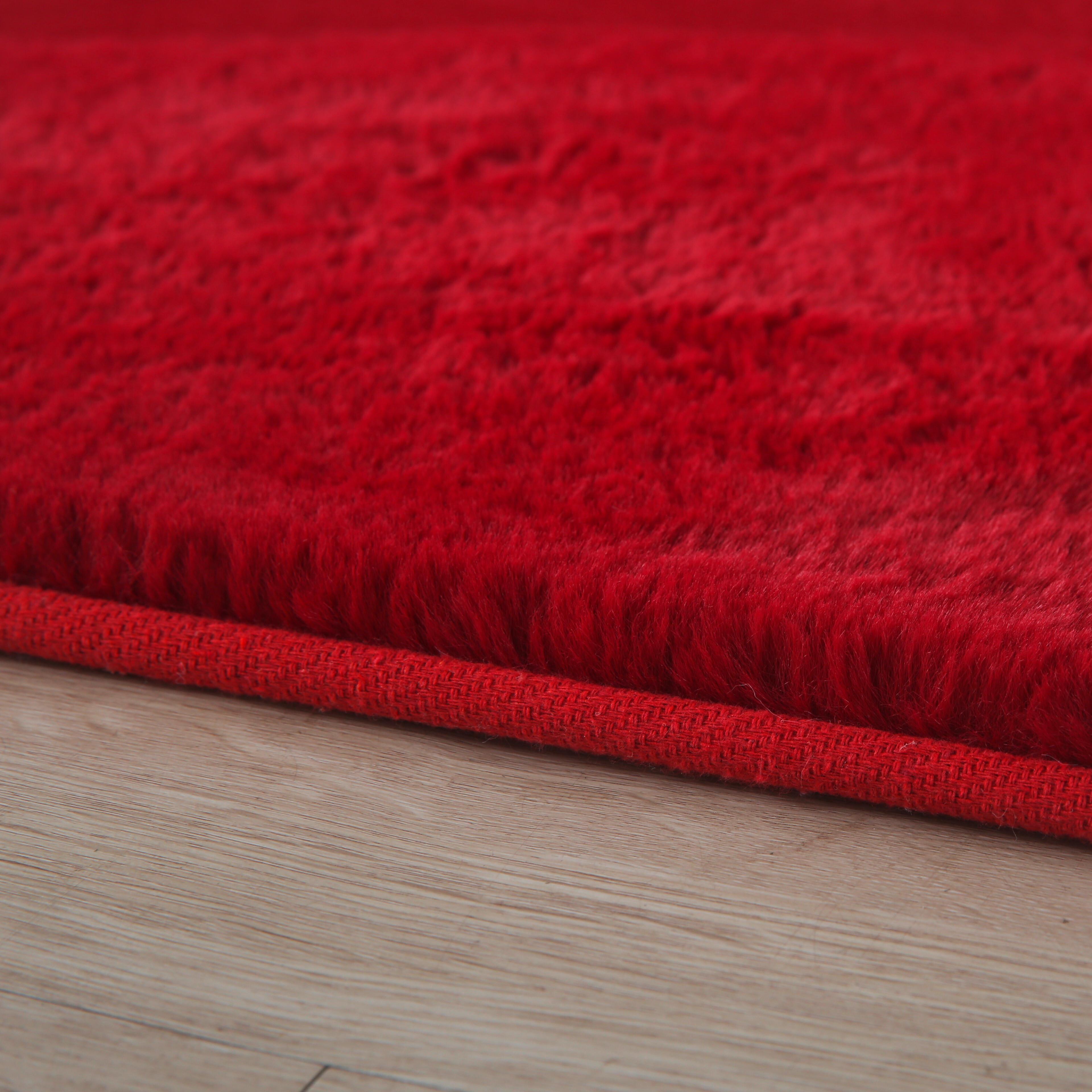 Preproga Z Visokim Florom Pouffy, Rdeča, 160cm - rdeča, Basics, tekstil (160/160cm)