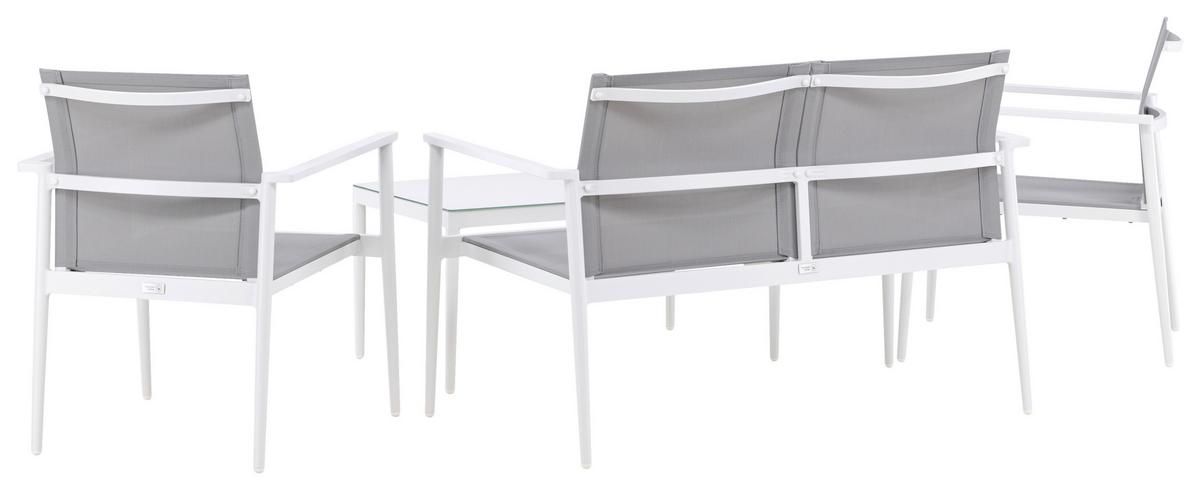 Loungegarnitur Break Weiß/Grau - Weiß/Grau, KONVENTIONELL, Glas/Textil - Gardenson