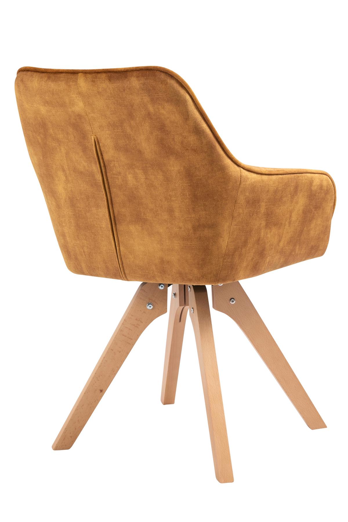 Naslanjač Samt, Zlata, Vrtljiv - zlate barve/barve hrasta, Moderno, tekstil/les (59/85/61cm) - Livetastic