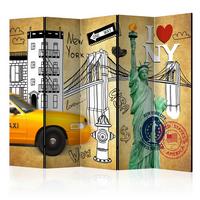 Paravan One Way, 5-Delni, Dvostranski - večbarvno, Basics, tekstil/les (225/172/3cm) - artgeist