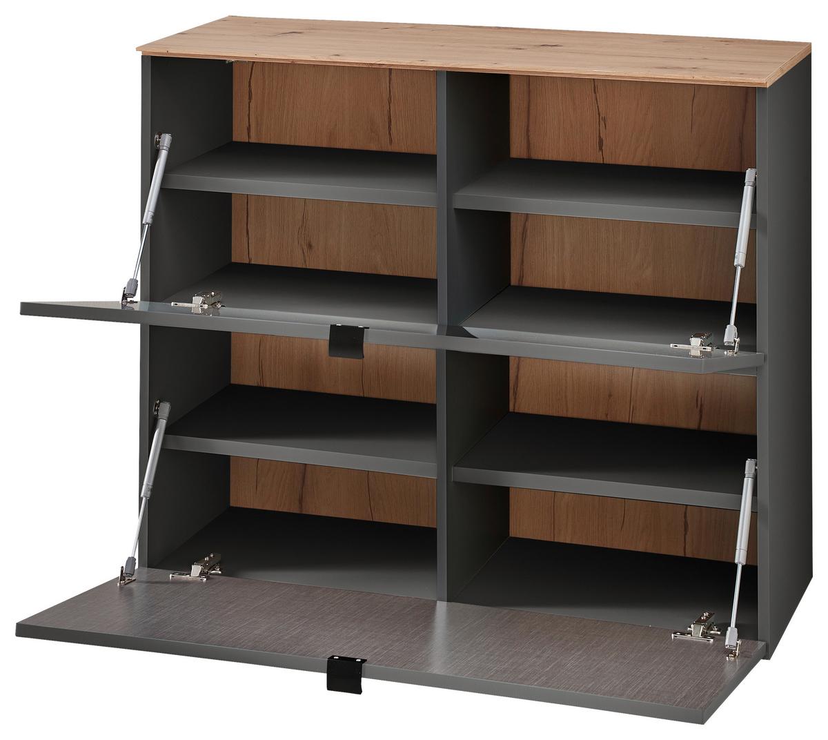 SZAFKA UCHYLNA NA BUTY DIANA - czarny/kolor grafitowy, Modern, materiał drewnopochodny/metal (100/84/37cm) - Voleo