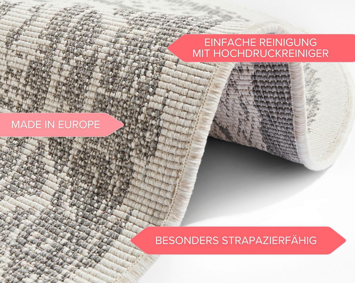 Flachwebeteppich Rosica Creme/Grau Ø ca. 140cm - Creme/Grau, Design, Kunststoff (140cm) - Hanse Home