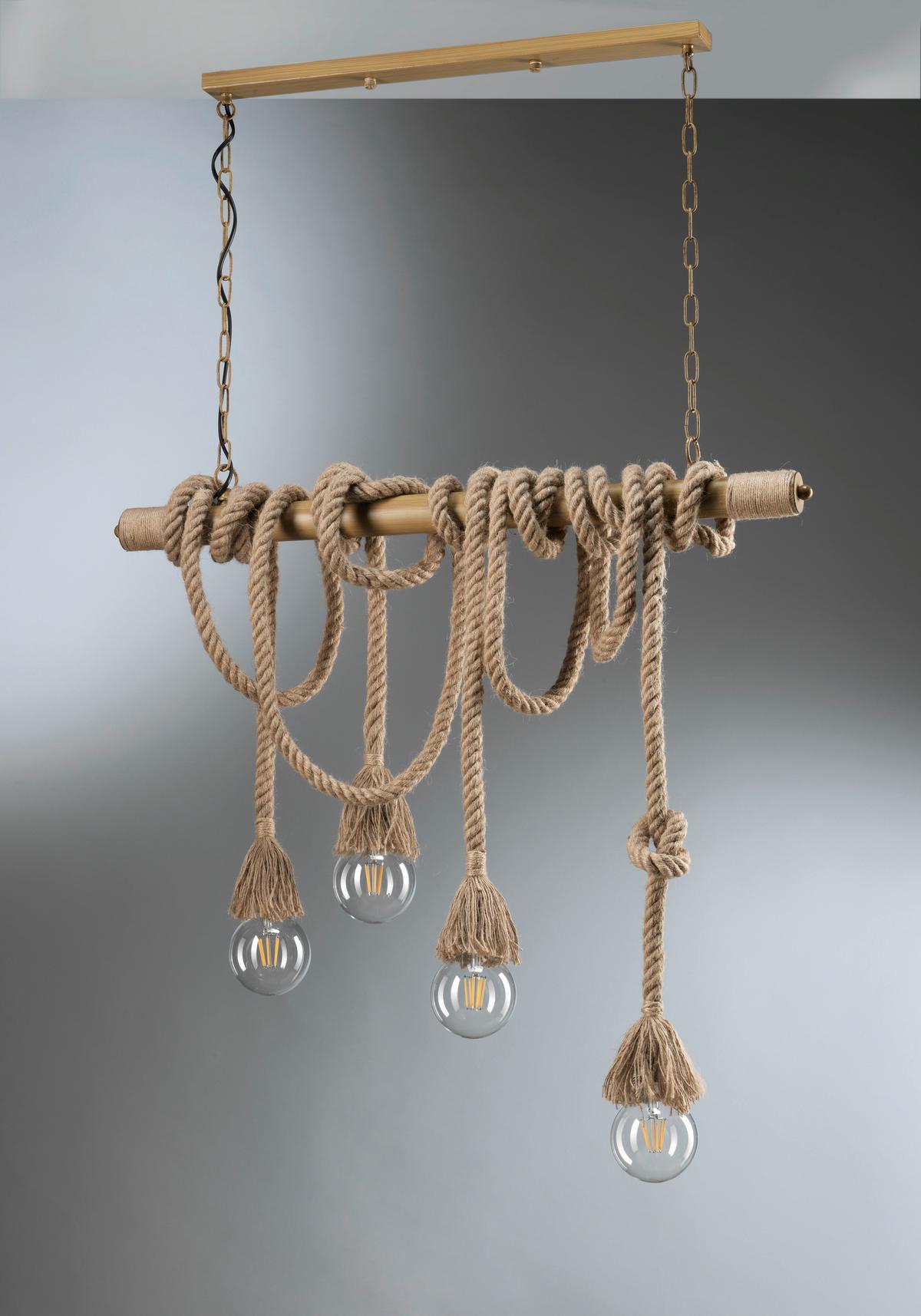 Hängeleuchte Mauli Beige max. 22 Watt - Beige, Natur, Textil/Metall (80/25/130cm)