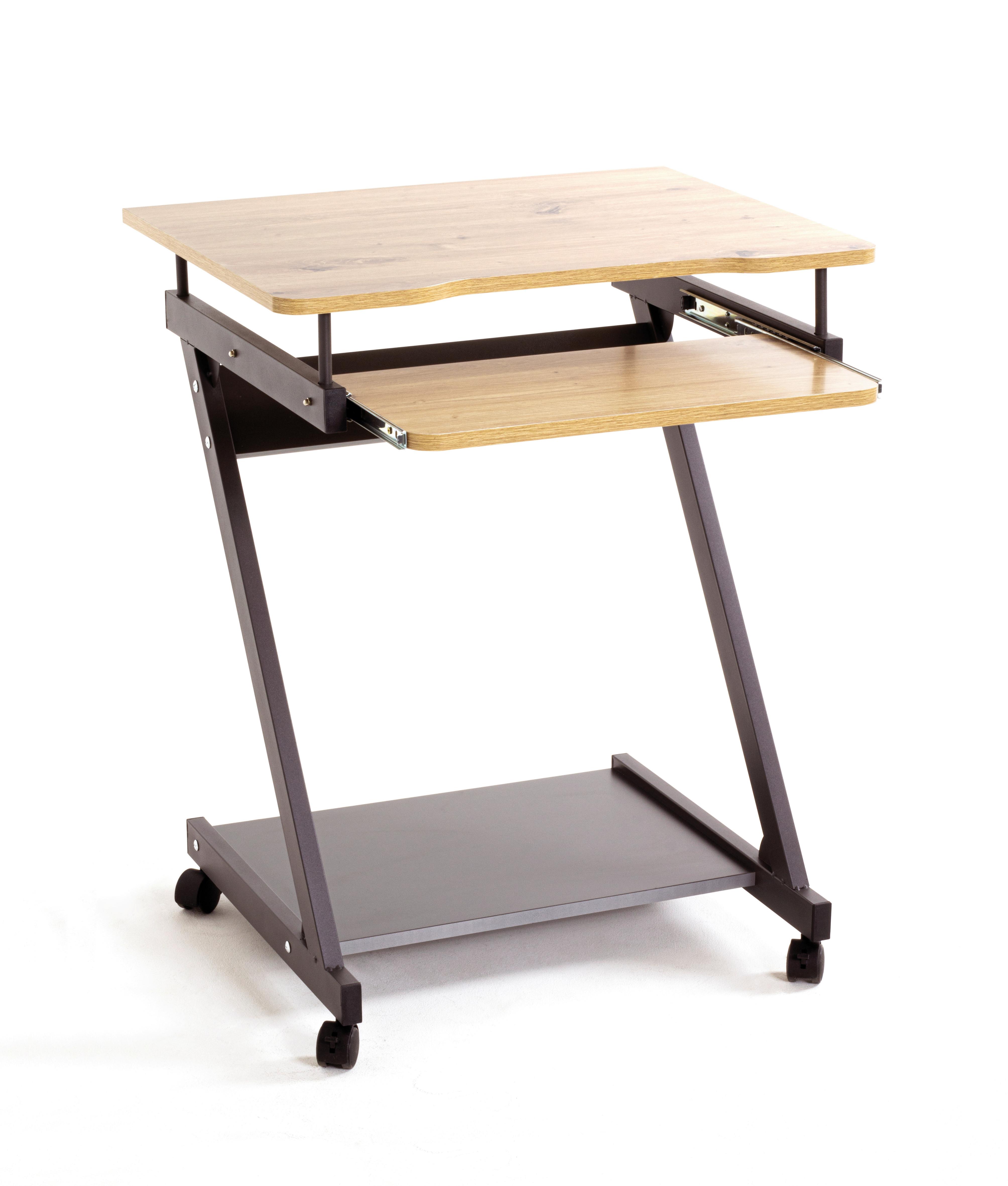 BIURKO KOMPUTEROWE ROLLER - kolor dębowy/antracytowy, Basics, materiał drewnopochodny/metal (60/49/76cm)