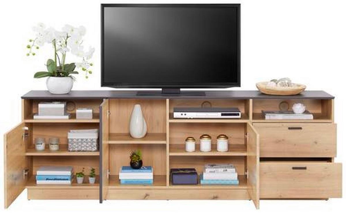 Tv Komoda Tonale - siva/hrast Artisan, Moderno, drvni materijal/plastika (200/68,6/40cm) - Modern Living