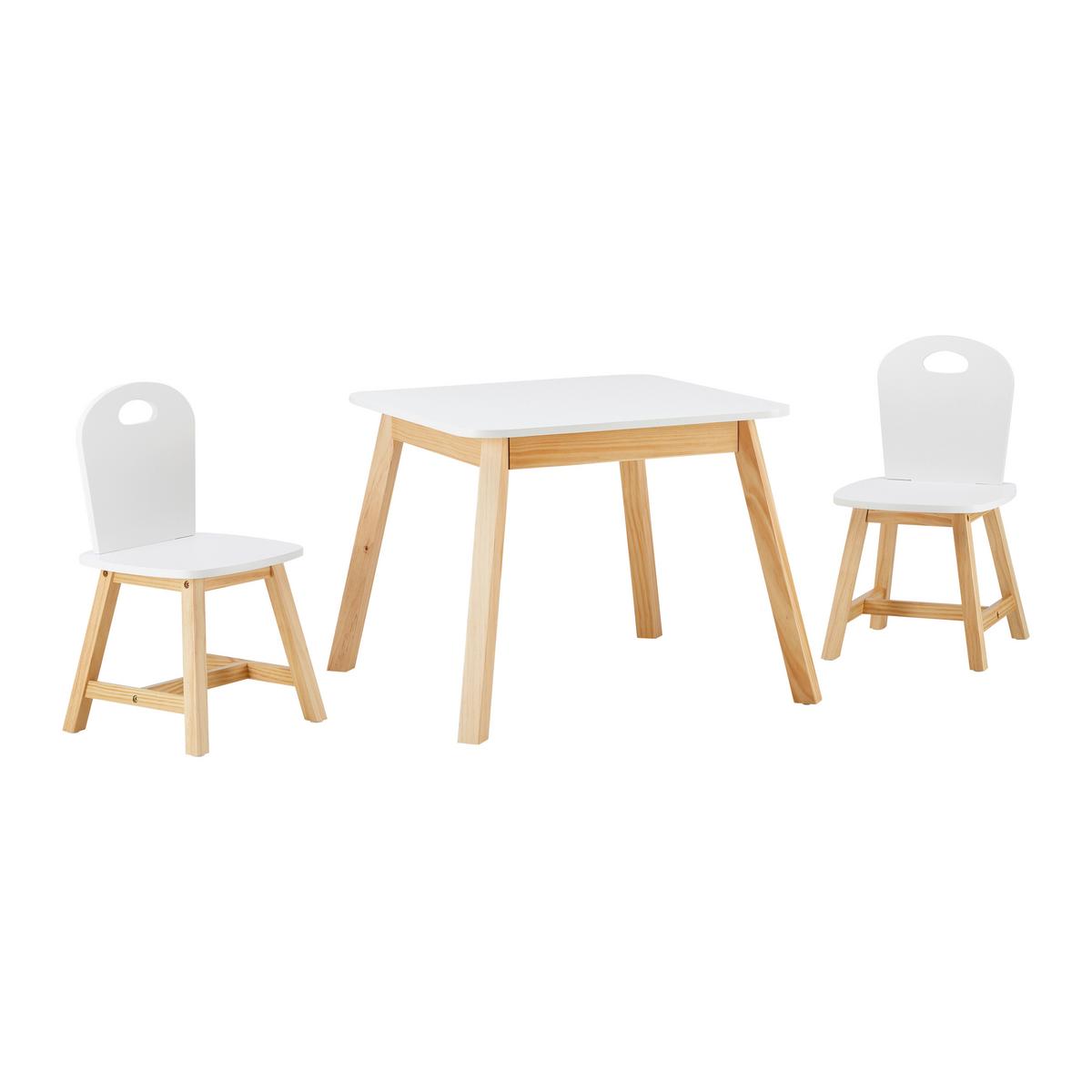 Otroški Set Mize In Stolov Pino, Bela, Naravna Barva - barve bora/bela, Moderno, les (55/45/55cm) - Bessagi Kids