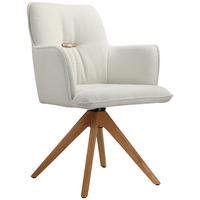 KRZESŁO Z PODŁOKIETNIKAMI TOKIO 2.0 - kolor dębowy/kremowy, Design, drewno/tkanina (60,5/87/63,5cm) - Novel