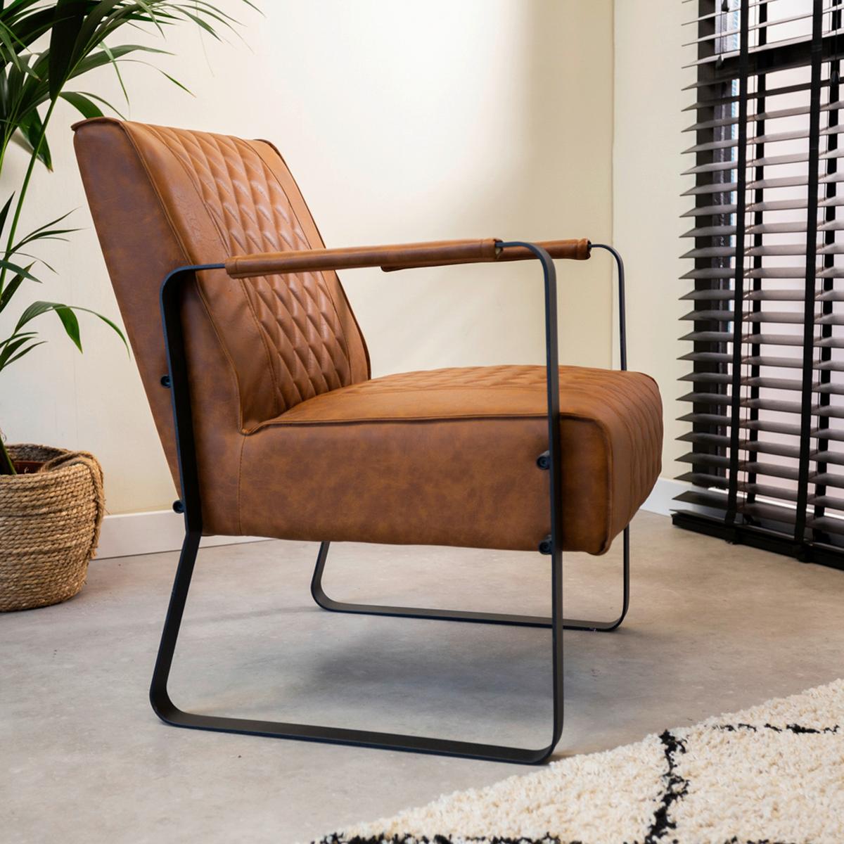 SESSEL STEVIE - Hellbraun/Cognac, KONVENTIONELL, Textil/Metall (75/61/70cm) - MID.YOU