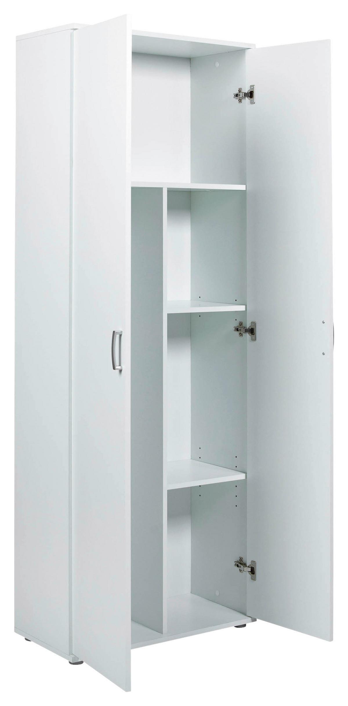 Mehrzweckschrank Arconati ca. 70x34x189 cm Weiß - Silberfarben/Weiß, Basics, Holzwerkstoff/Metall (70/34/189cm) - MID.YOU