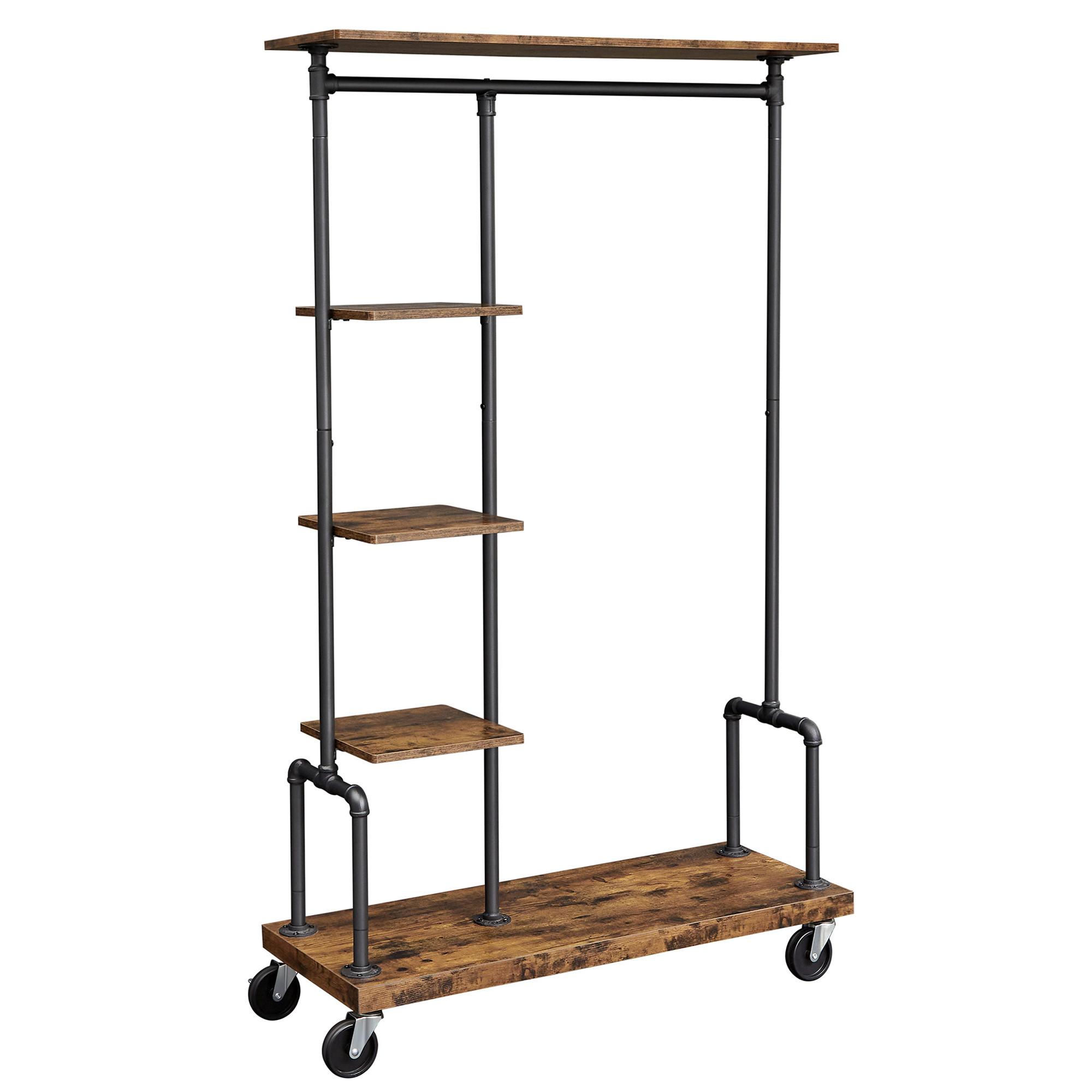 KLEIDERWAGEN HSR66BXV2 - Schwarz/Braun, Trend, Holzwerkstoff/Metall (103.5/174.5/40cm) - MID.YOU