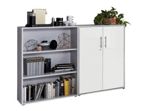 Aktenschrank Office Edition Sw Set 1 niedrig Grau/Weiß - Weiß/Grau, MODERN, Holzwerkstoff (168,8/113,6/33cm) - MID.YOU