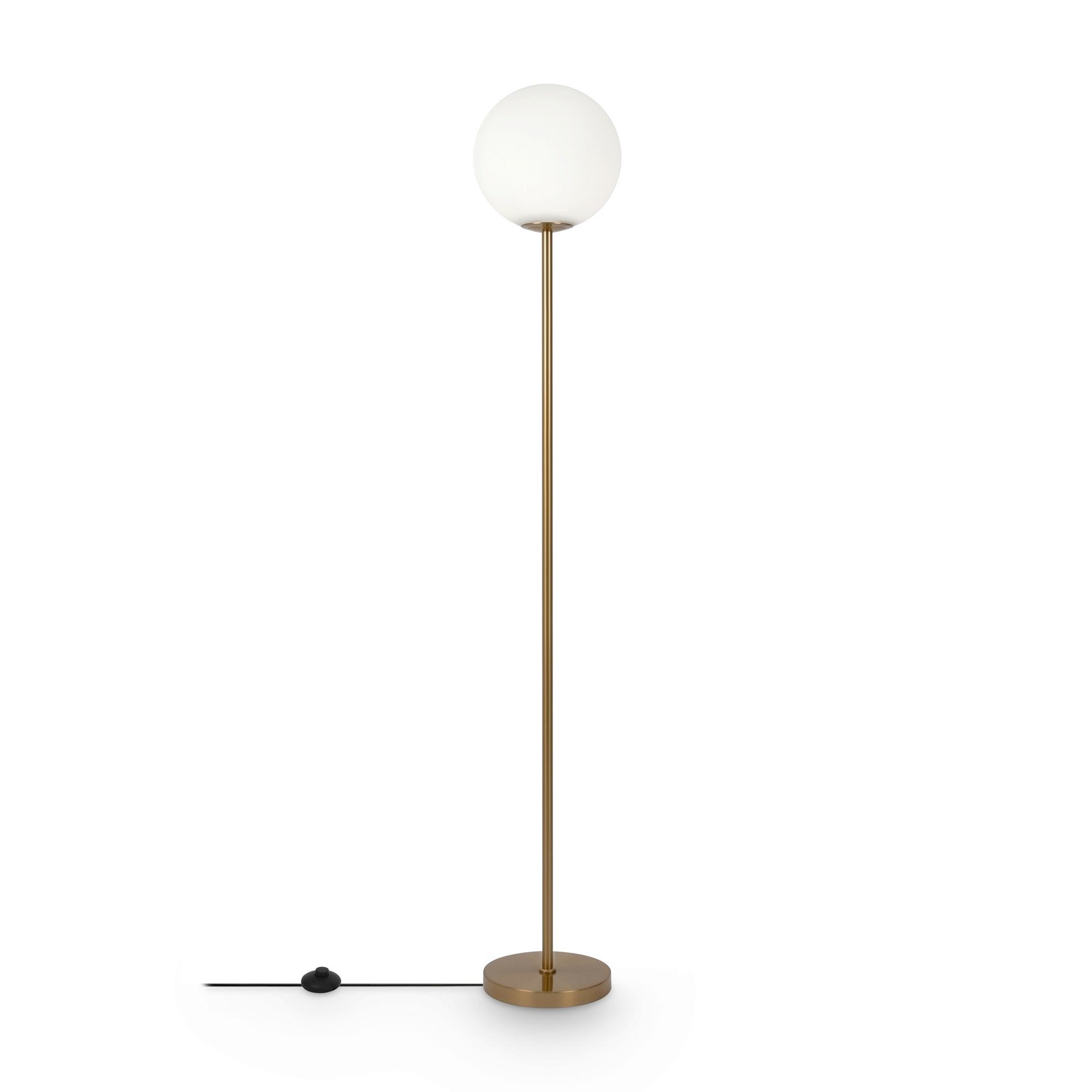 Steheleuchte Ring Weiß/Messingfarben max.60 Watt - Messingfarben/Weiß, Trend, Glas/Metall (25/155cm) - MAYTONI