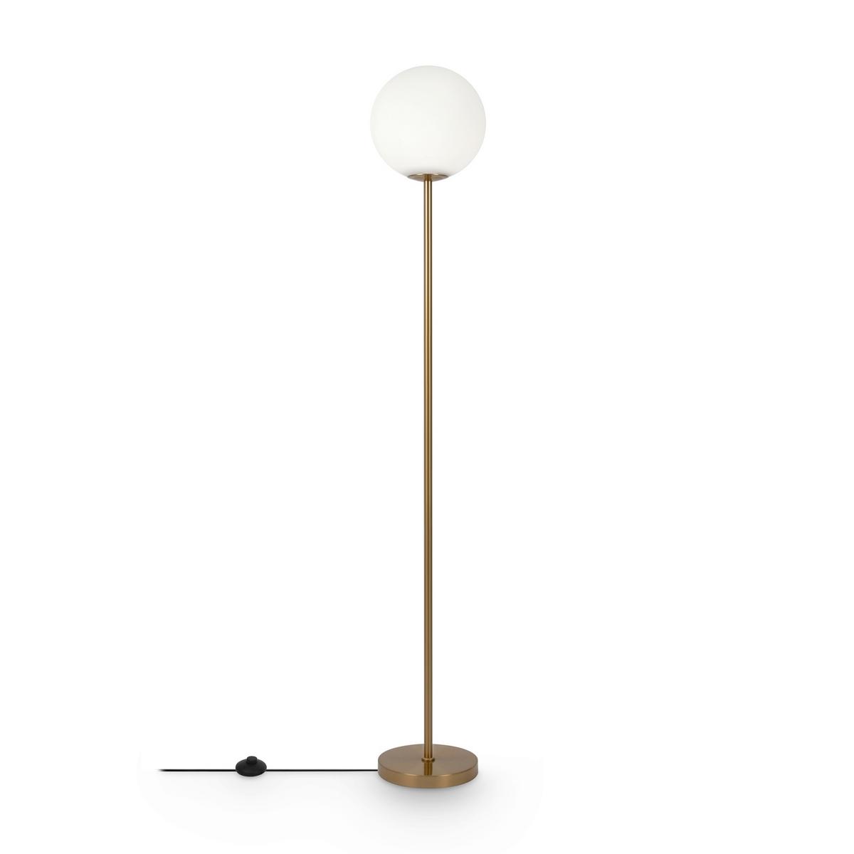 Steheleuchte Ring Weiß/Messingfarben max.60 Watt - Messingfarben/Weiß, Trend, Glas/Metall (25/155cm) - MAYTONI