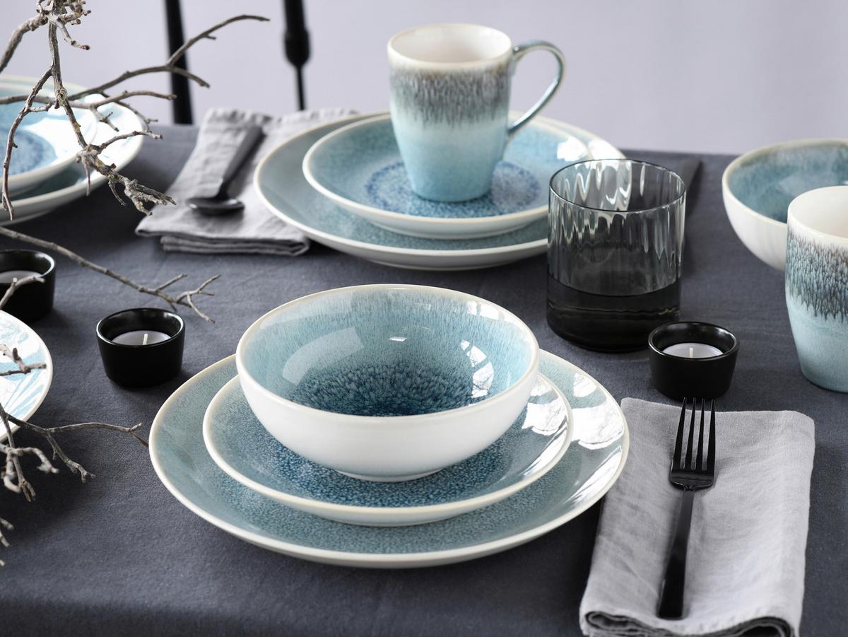 Kombinirani Servis Caldera Eisblau, 16-Delni - svetlo modra/bela, Basics, keramika - Creatable