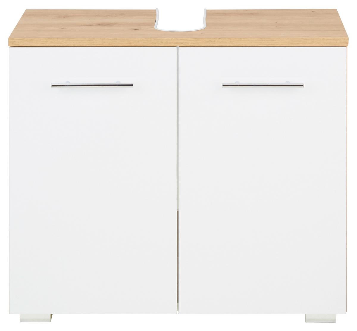 Bază pentru lavoar SANTINO II - alb/culoare lemn stejar, Modern, material pe bază de lemn (65/58/32cm) - Mömax