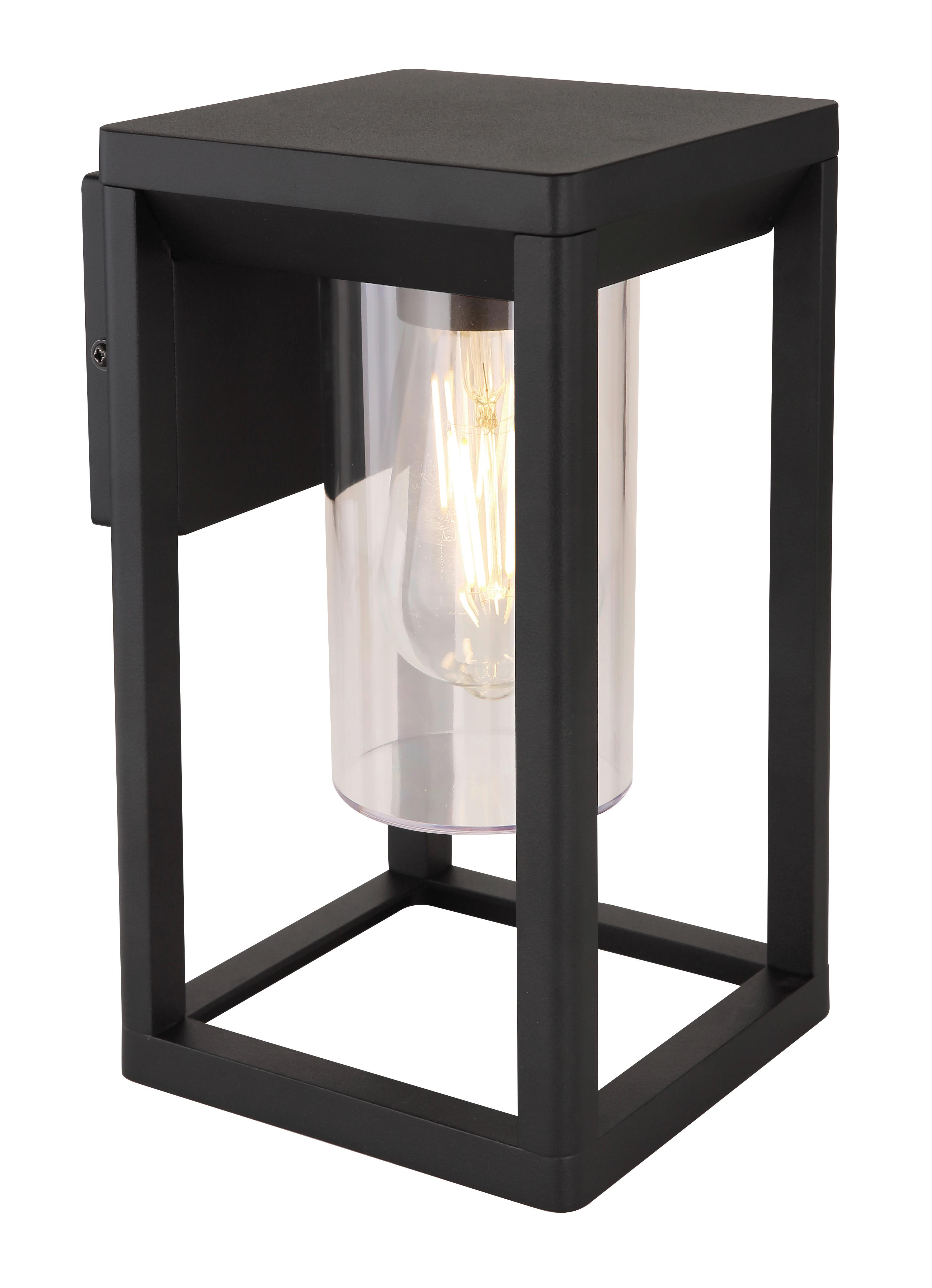 Außenwandleuchte Candela max. 15 Watt - Klar/Schwarz, Basics, Kunststoff/Metall (15/27cm) - Globo