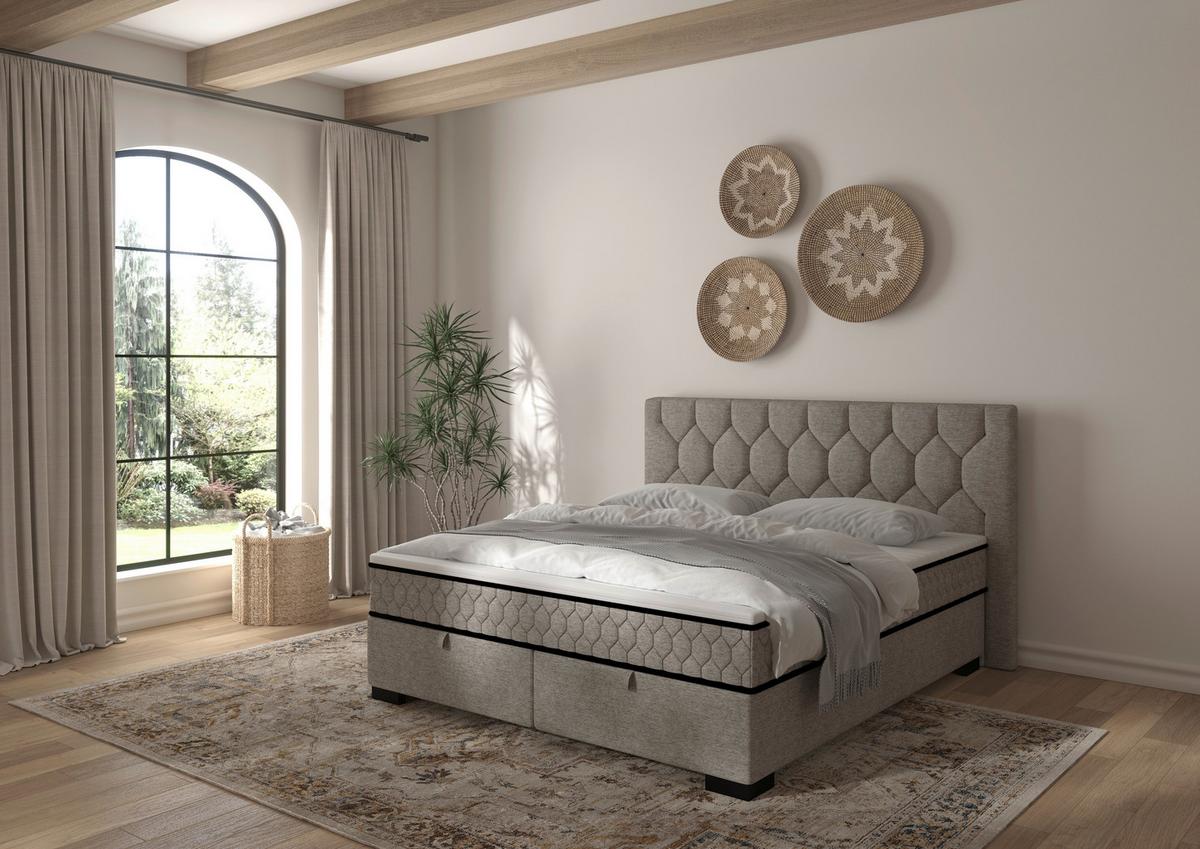 Postelja Z Vzmetnico Maya, Bež, 160x200 - črna/bež, Konvencionalno, umetna masa/tekstil (160/200cm) - Mömax