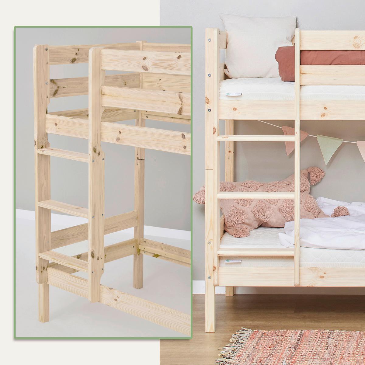 Etagenbett ECO COMFORT Naturarben Echtholz vollmassiv - Naturfarben, MODERN, Holz (90/200cm) - MID.YOU