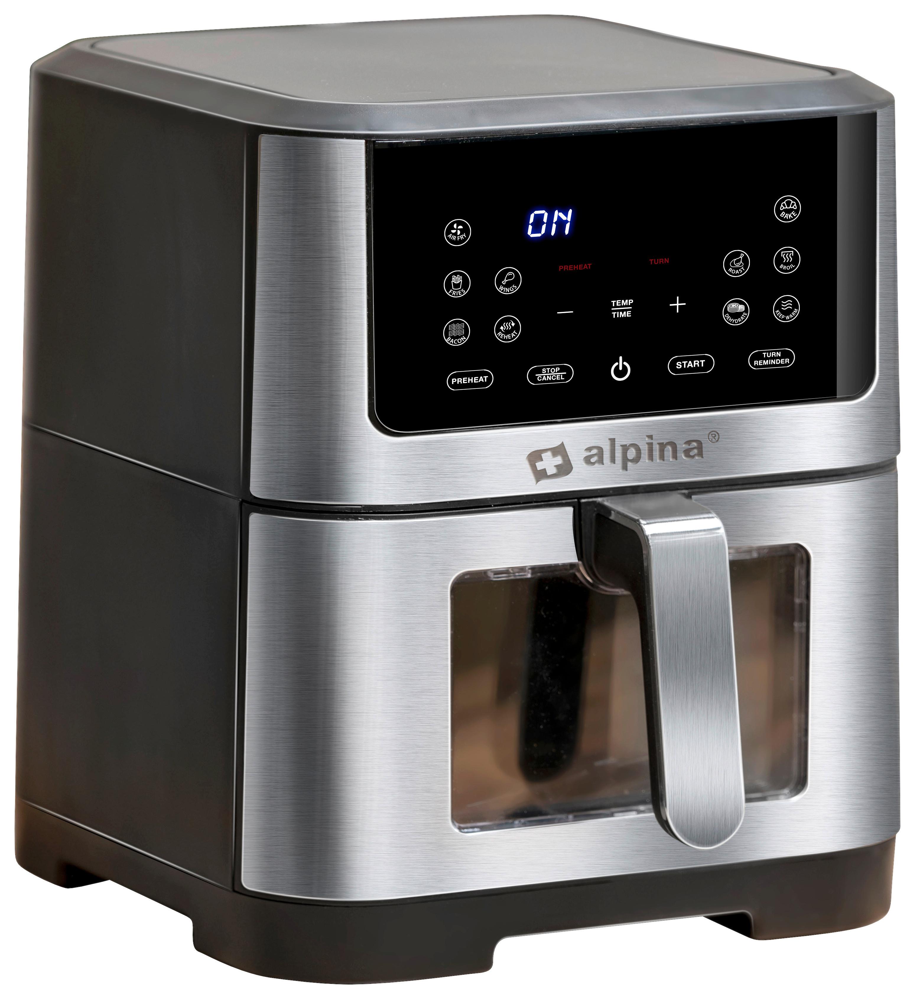 Heißluftfritteuse Alpina Schwarz/Silber max. 1800Watt - Silberfarben/Schwarz, Basics, Kunststoff/Metall (38/29,5/36,5cm) - Alpina 6287