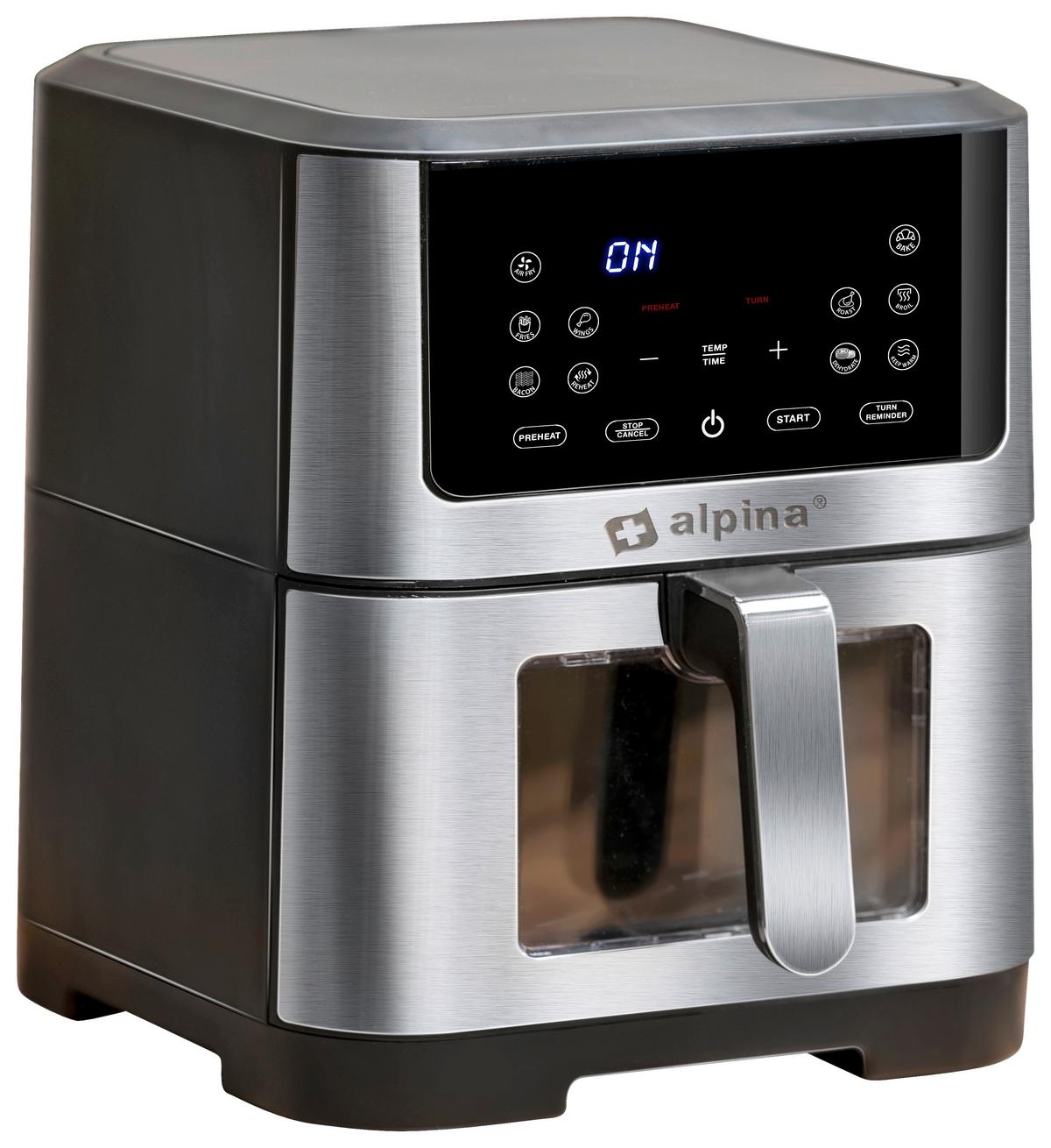 Heißluftfritteuse Alpina Schwarz/Silber max. 1800Watt - Silberfarben/Schwarz, Basics, Kunststoff/Metall (38/29,5/36,5cm) - Alpina 6287