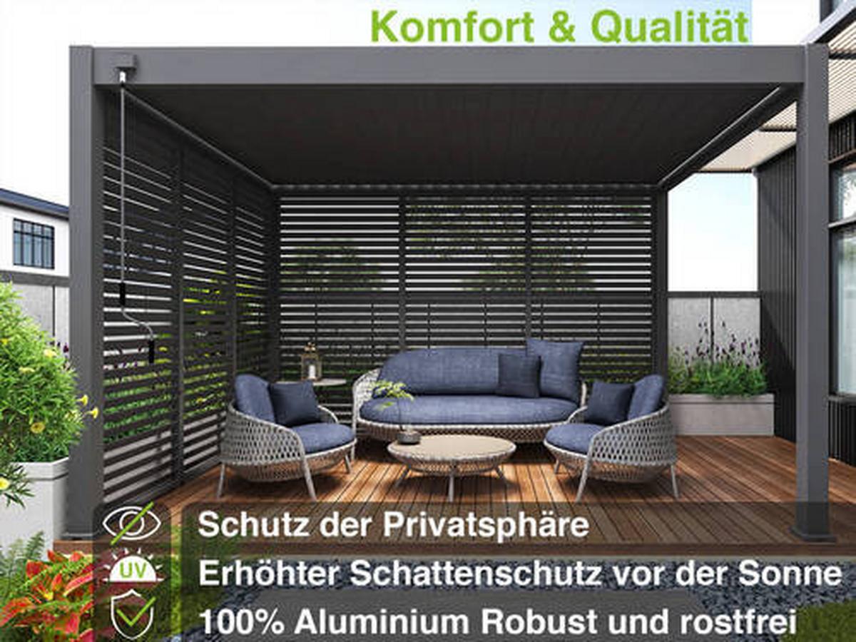 Pavillon-Seitenteil ca. 113x235 cm Anthrazit - Anthrazit, Basics, Metall (113/235/10cm) - Gardenson