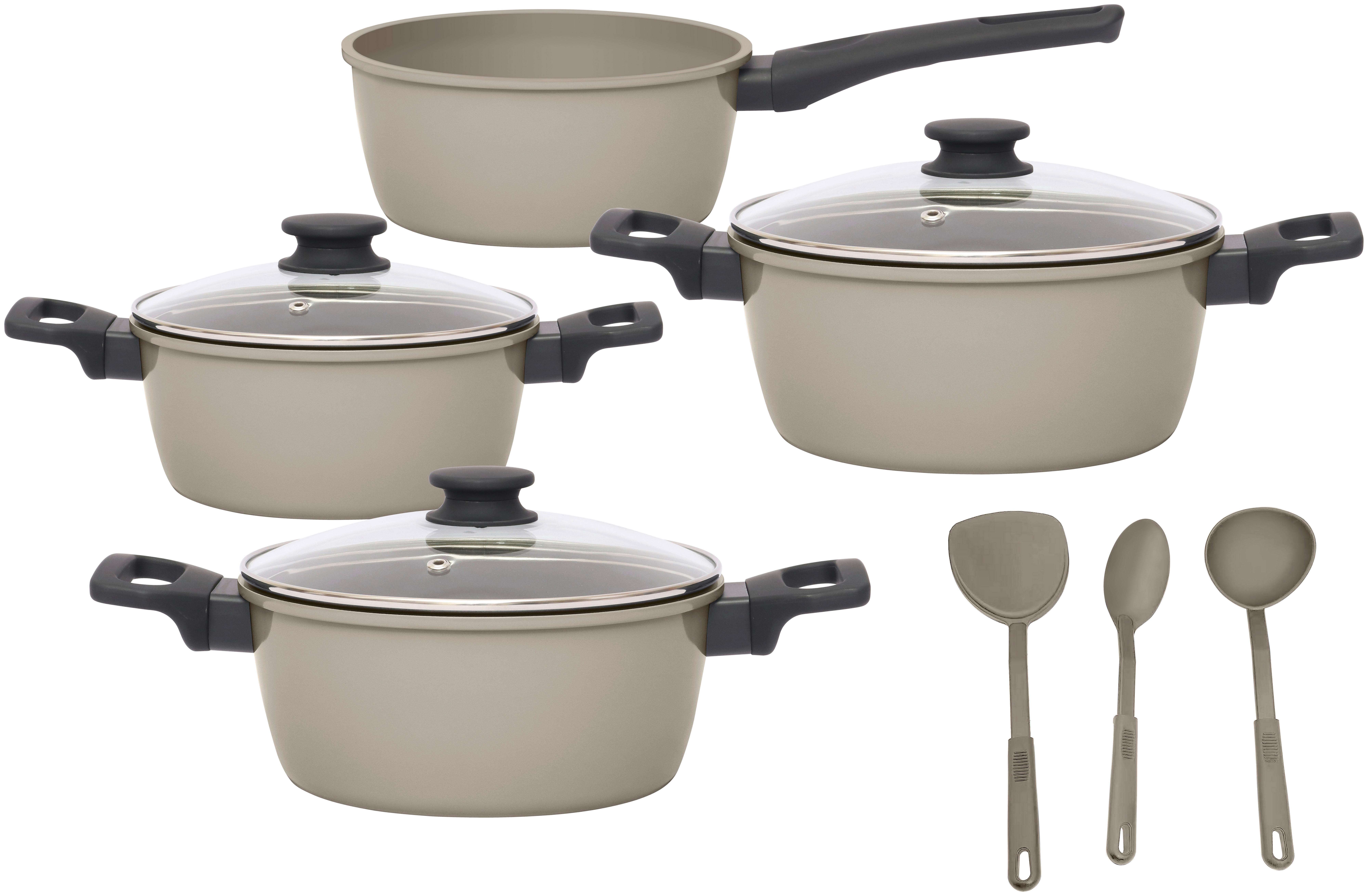 Set de oale 10/1 Johanna - bej/străveziu, Modern, plastic/sticlă - Mömax