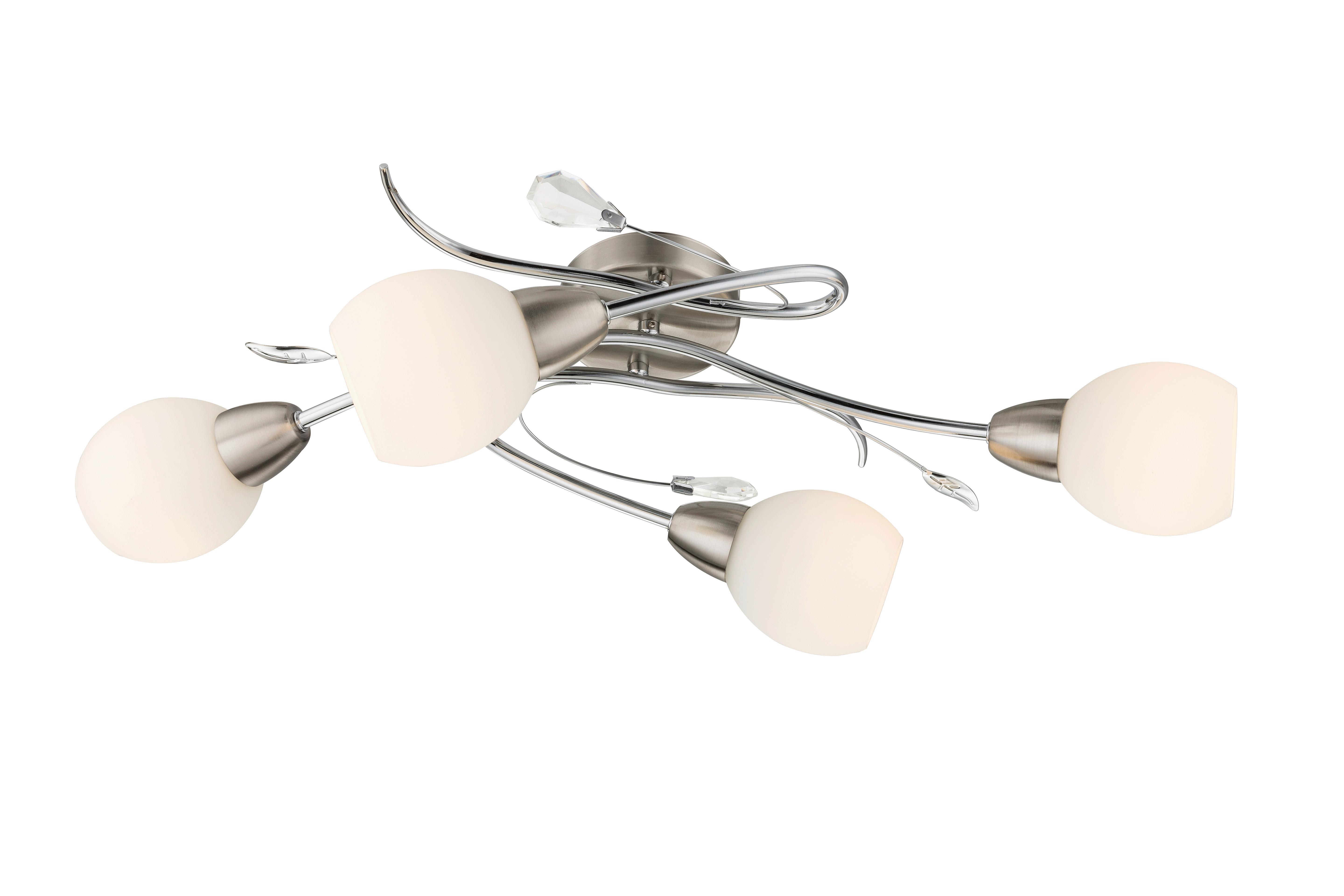Deckenleuchte 60209-4 in Nickelfarben max. 40 Watt - Basics, Glas/Kunststoff (70/25/21cm) - Globo