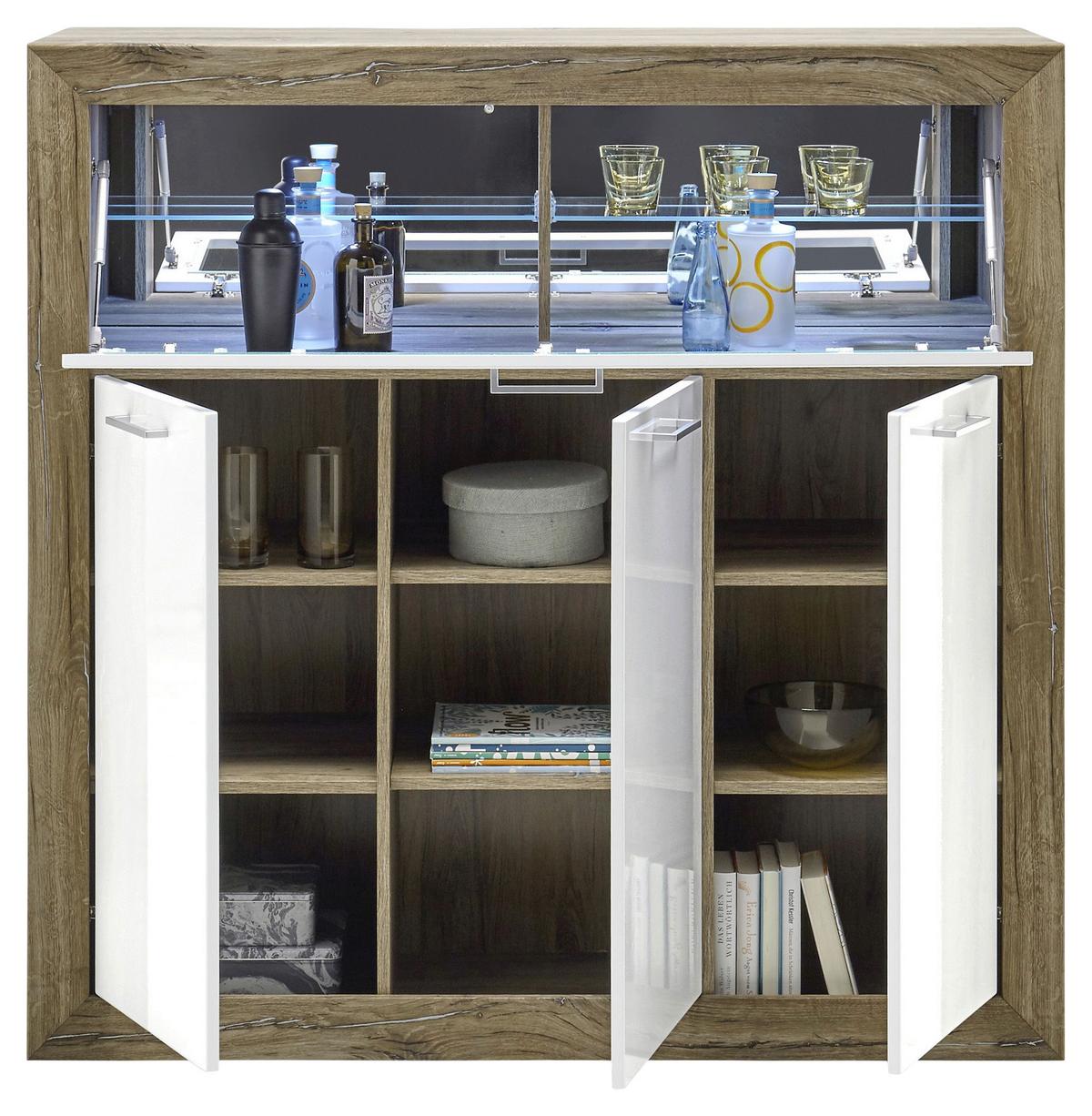 Barski Element Neapel - tamno smeđa/srebrne boje, Konvencionalno, staklo/drvni materijal (134/134/46cm) - Mömax