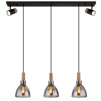 Hängeleuchte Mattea Schwarz max. 9 Watt - Schwarz, Design, Glas/Holzwerkstoff (97/16/120cm) - Globo