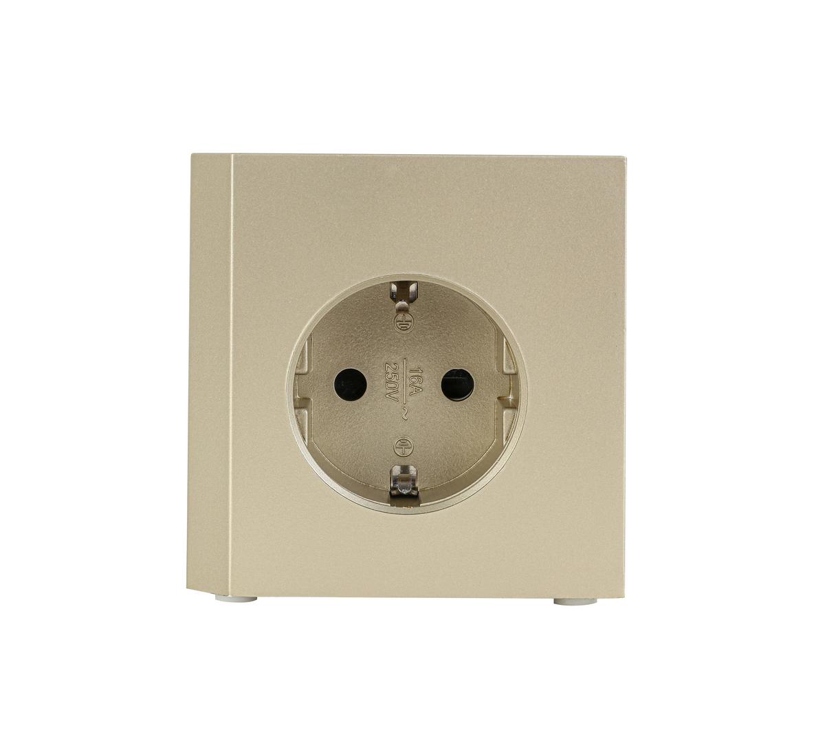 KOSTKA ZASILAJĄCA PLUG BOX - kolor złoty, Basics, tworzywo sztuczne (7,5/7,5/7,5cm) - Mican