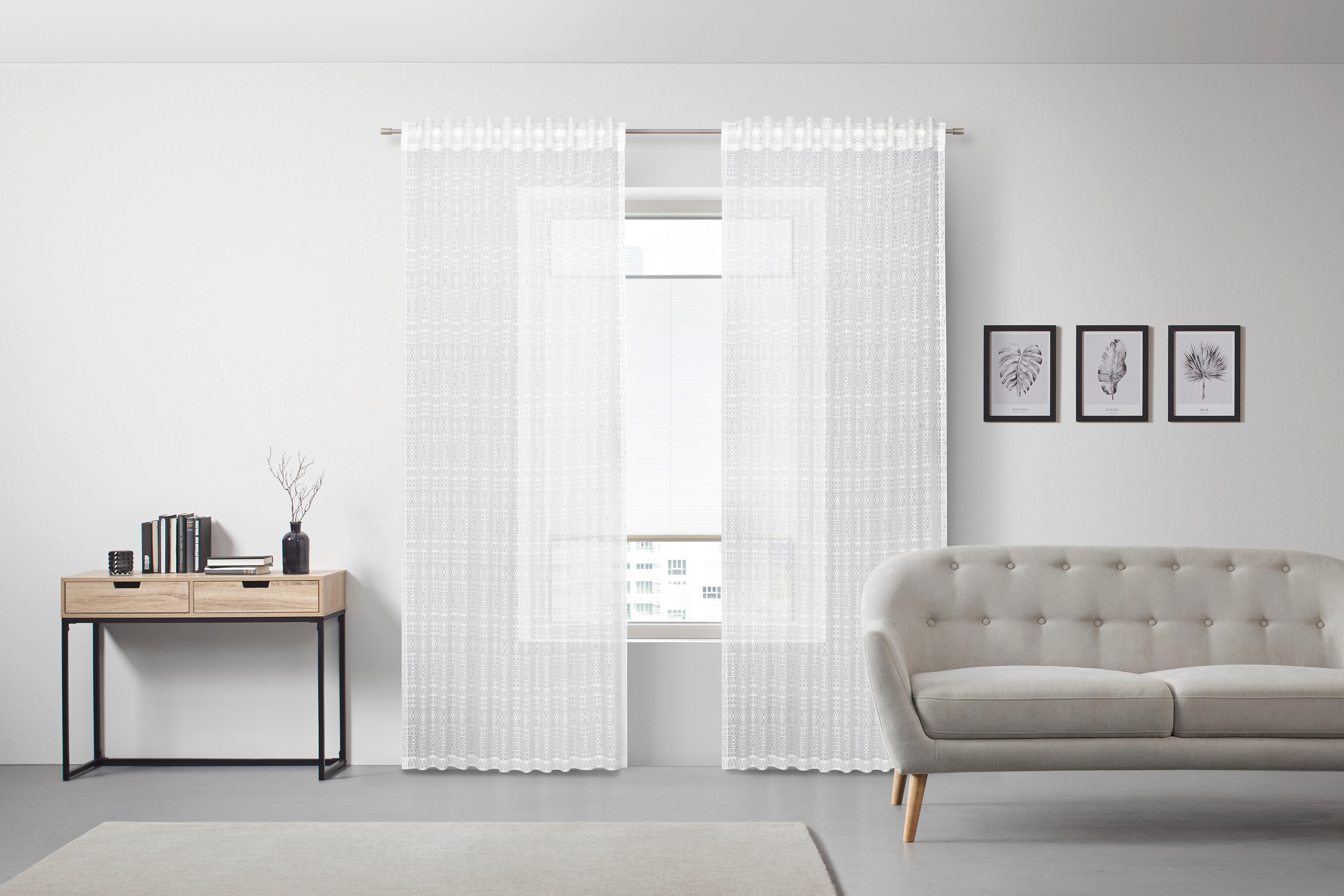GARDINLÄNGD THERESA - vit, Romantik / Lanthus, textil (140/245cm) - Zandiara