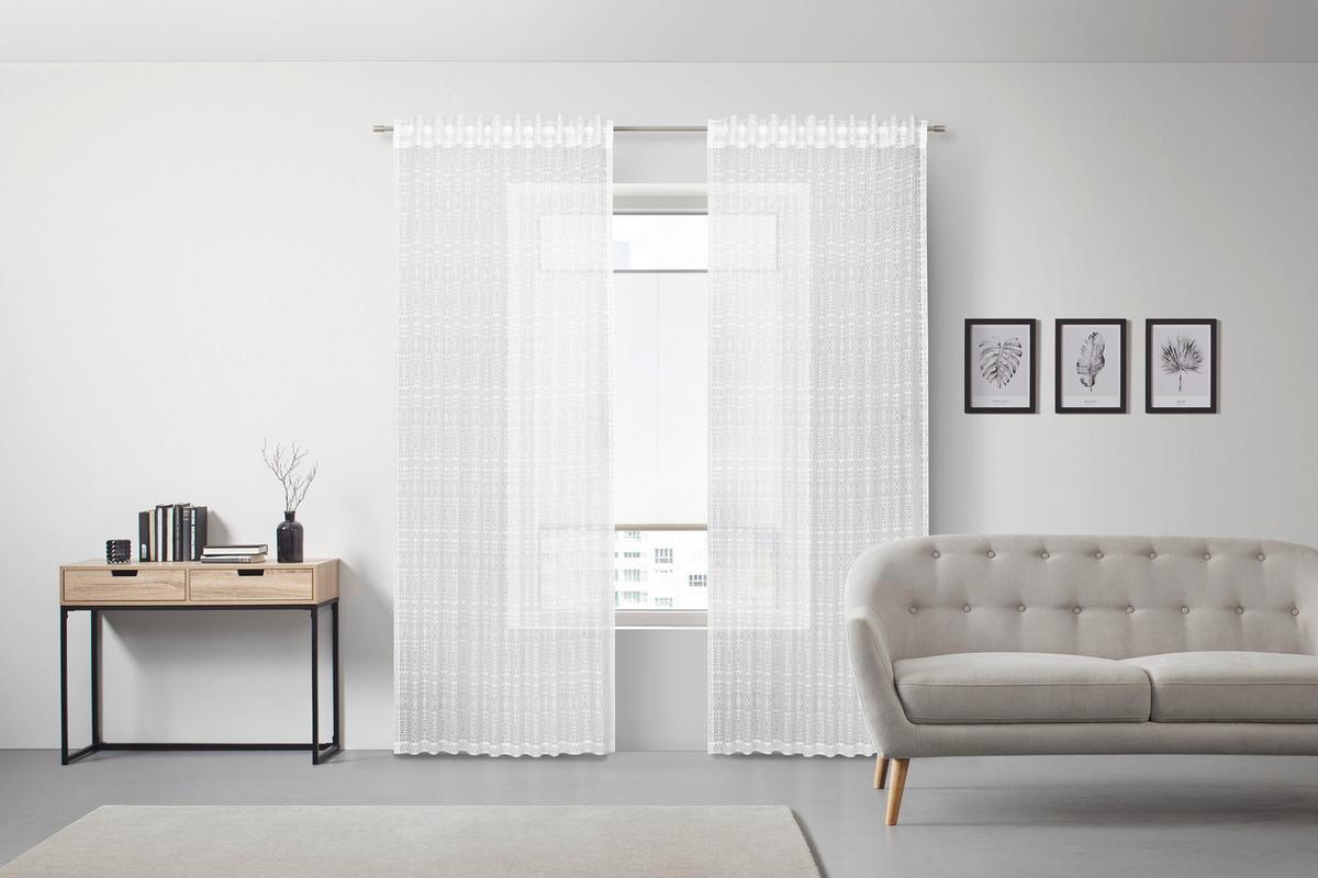 Končana Zavesa Theresa - bela, Romantika, tekstil (140/245cm) - Zandiara