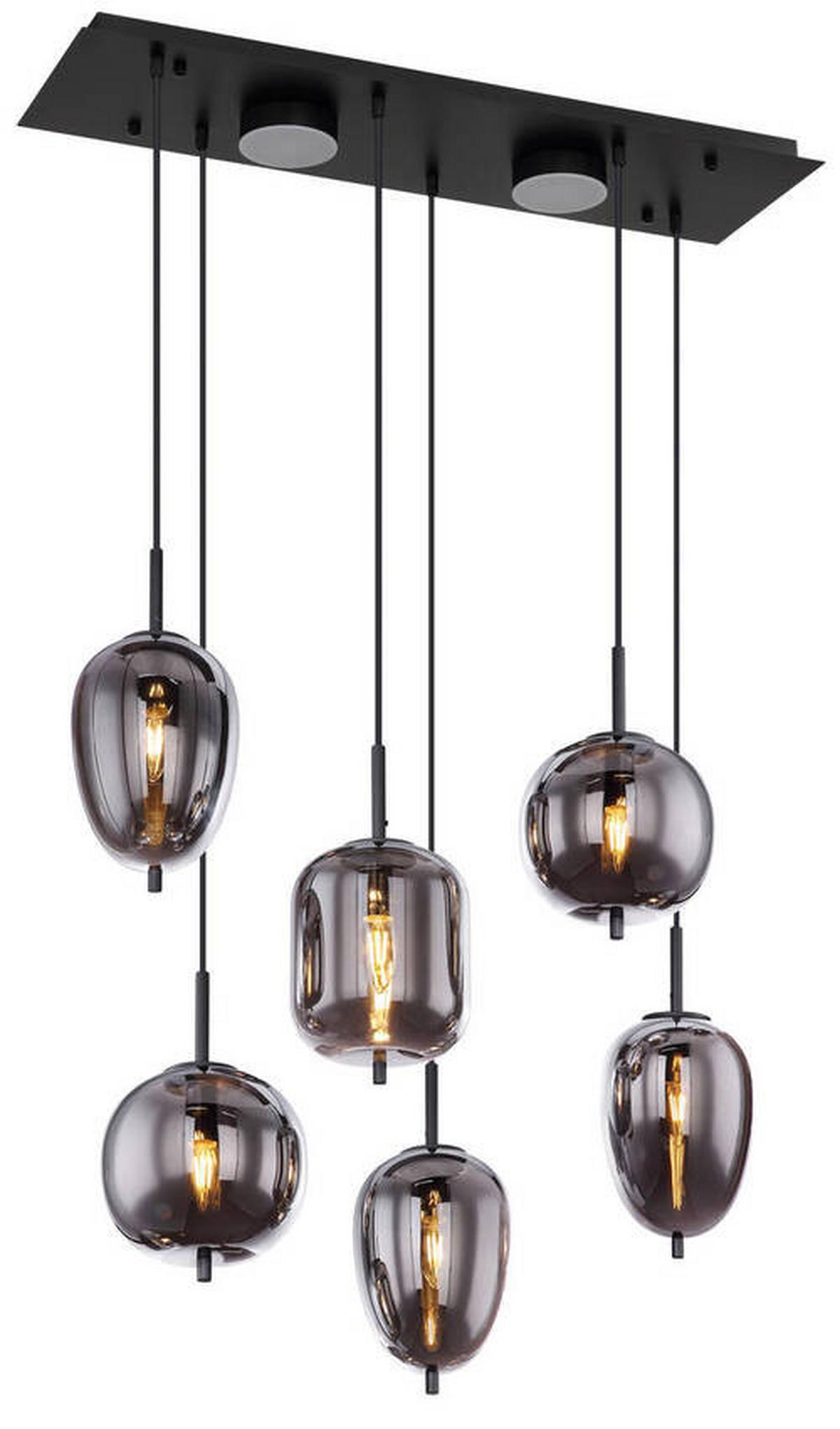 Viseča Led-svetilka 15345-6l Blacky - črna/siva, Design, kovina/umetna masa (80/34/120cm) - Globo