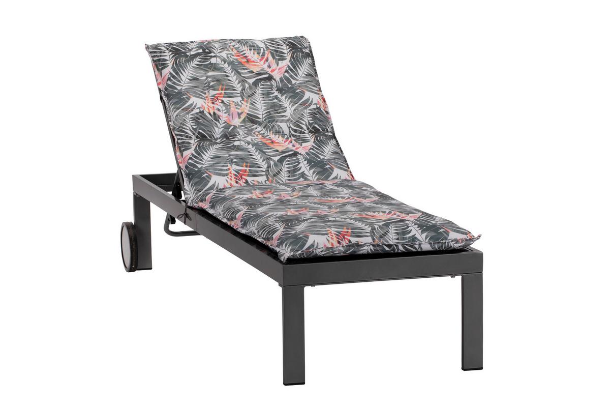 Ležalnik Rimini, Siva - antracit, Basics, kovina/tekstil (60/35/198cm) - Gardenson