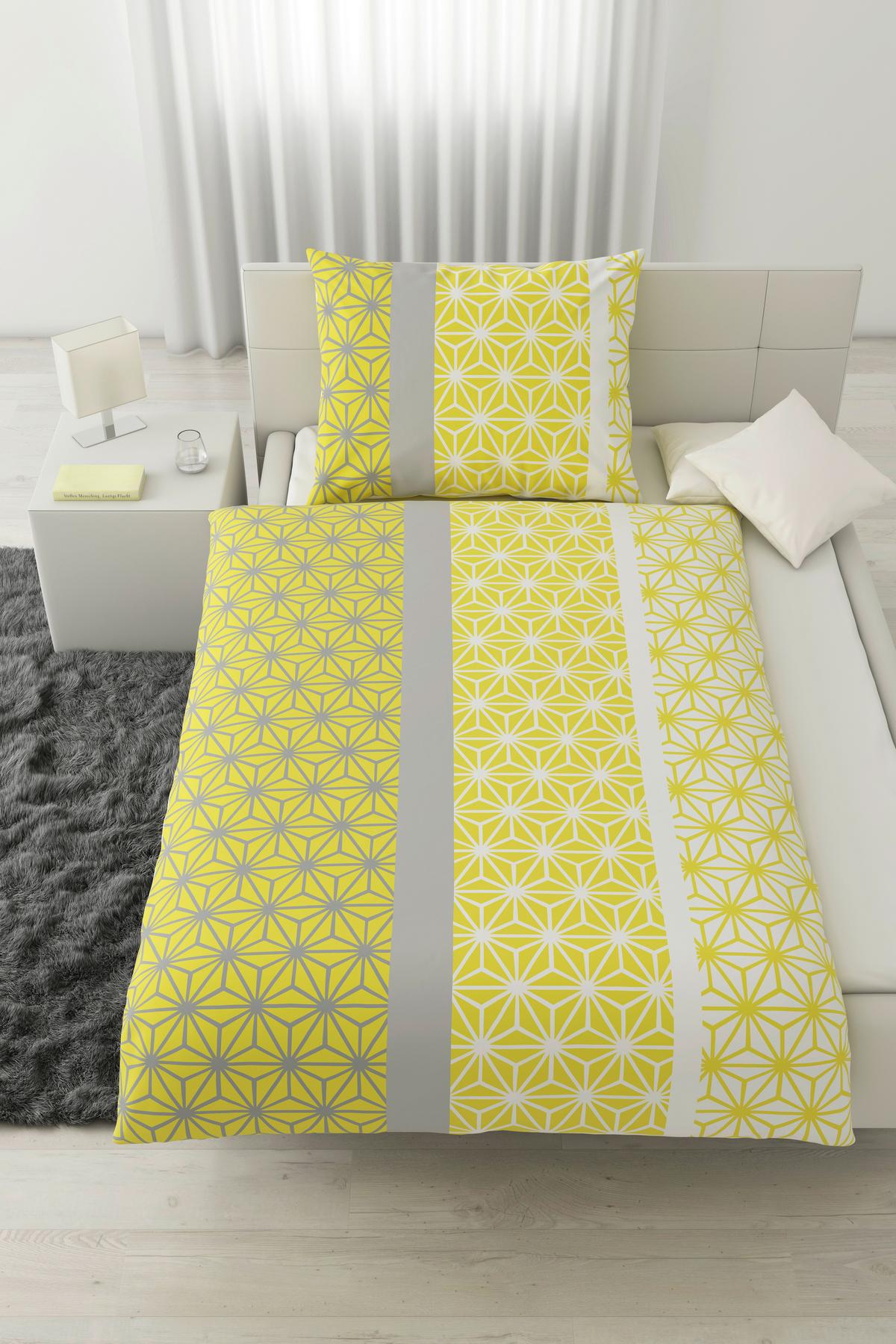 Ágyneműhuzat-garnitúra Selma Selma - sárga/fehér, Konventionell, textil (140/200cm) - Best Price