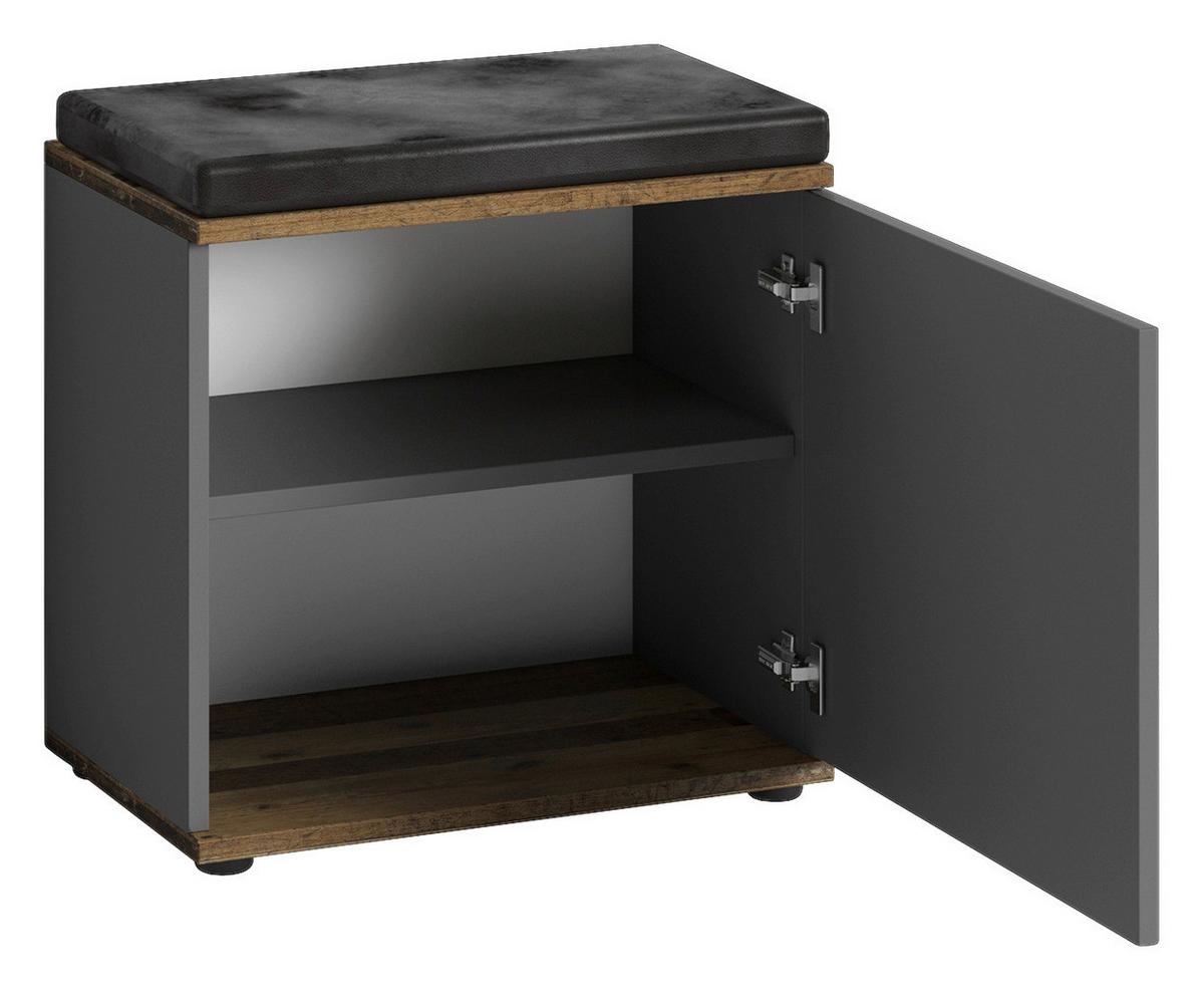 Garderobenbank Jakob ca. 48,5x49x30cm Anthrazit,Schwarz - Alteiche/Anthrazit, LIFESTYLE, Holzwerkstoff (48,5/49/30cm) - MID.YOU