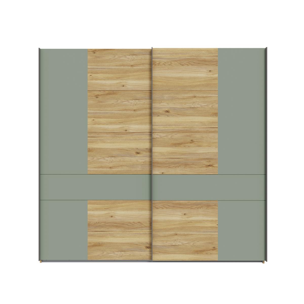 Omara Z Drsnimi Vrati Whenua, Barva Hrasta, Zelena - barve hrasta/žajbljevo zelena, Moderno, kovina/leseni material (220/210,5/62cm) - Mömax