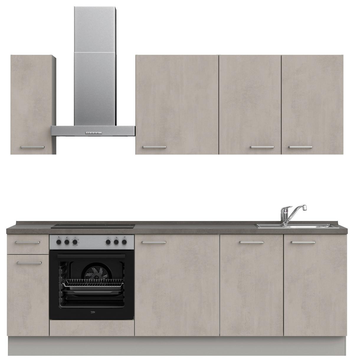 Küchenblock Riva Low m. Geräten Grau - Schieferfarben/Edelstahlfarben, MODERN, Holzwerkstoff/Metall (240cm) - Nobilia