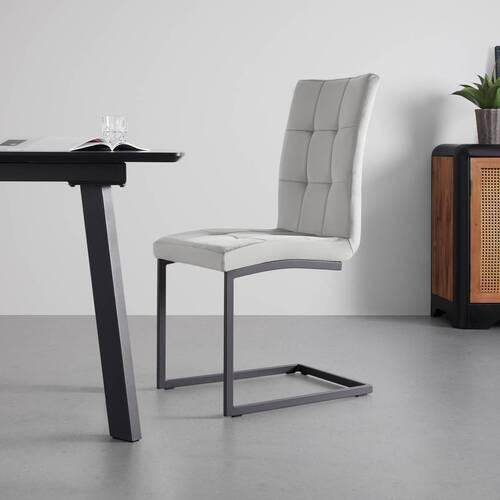 ZESTAW KRZESEŁ NA PŁOZIE MELA - jasnoszary, Modern, metal/tkanina (44/95/60cm) - Bessagi Home