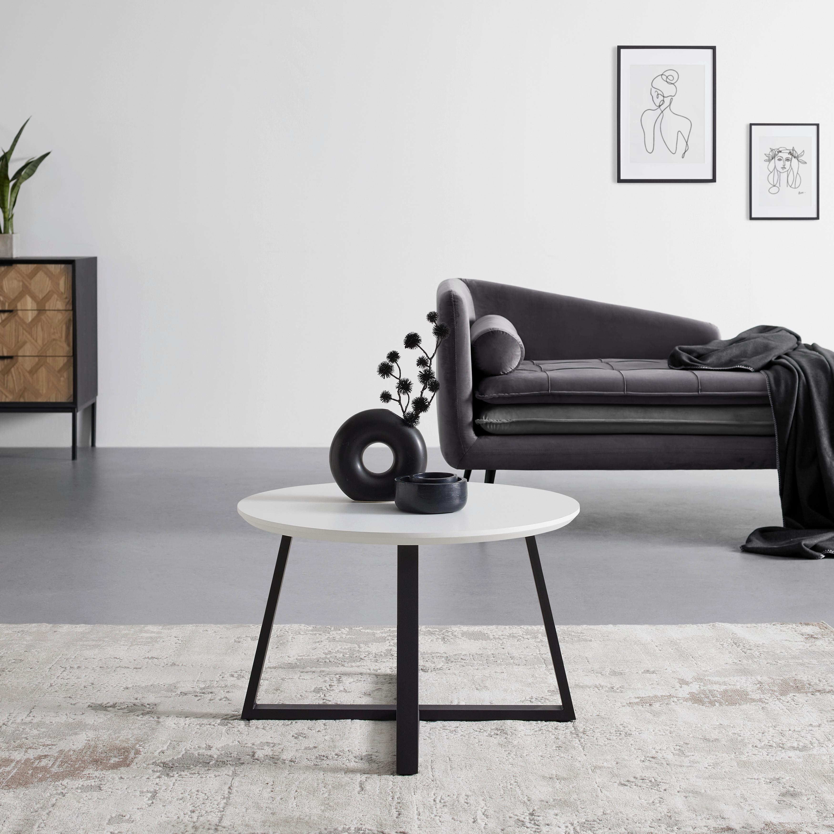 Dohányzóasztal Brava - fekete/fehér, Modern, faalapú anyag/fém (70/70/45cm) - Mömax