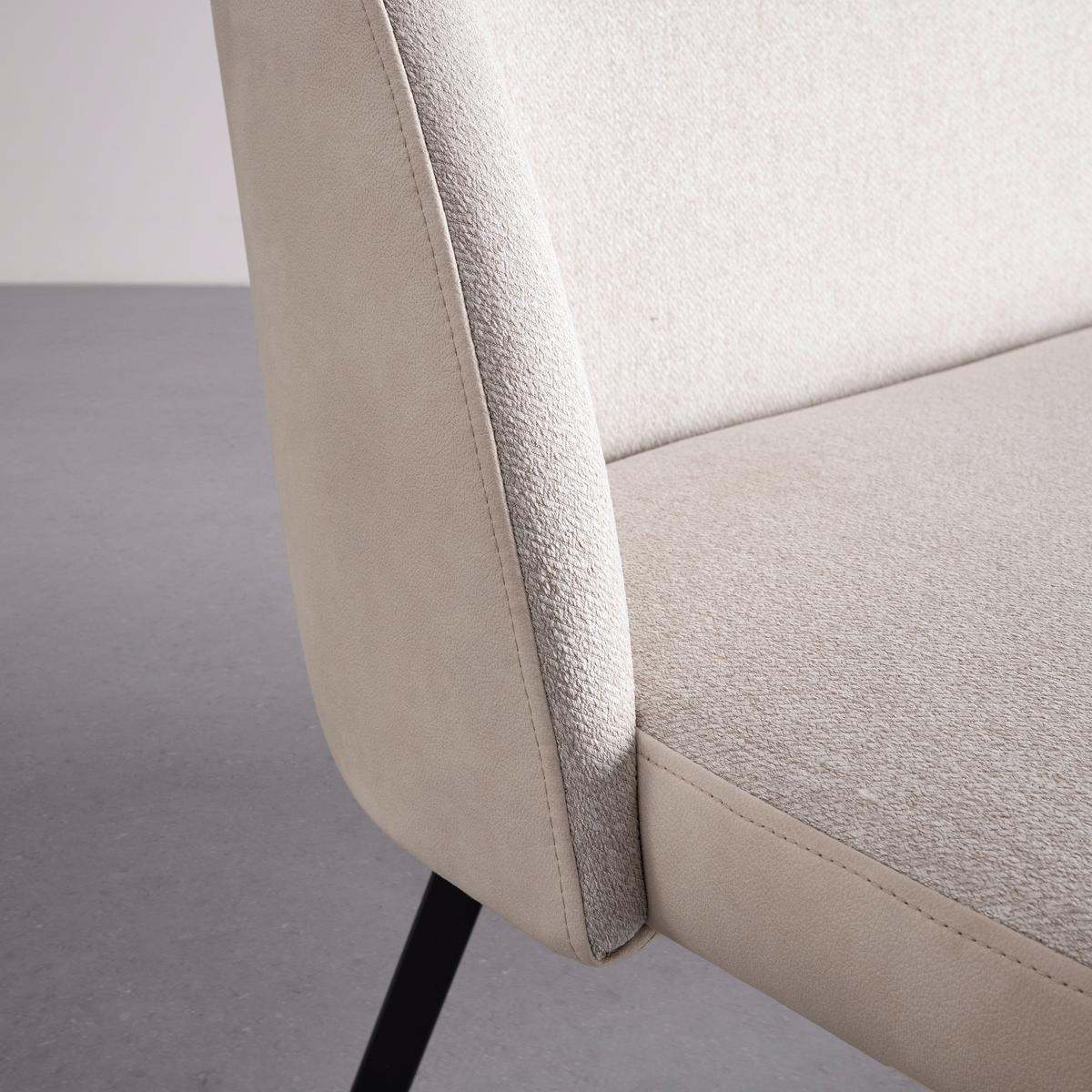 Sitzbank Danielle Creme Mikrofaser Gepolstert - Creme/Schwarz, MODERN, Holz/Textil (115/82,5/65cm) - Bessagi Home