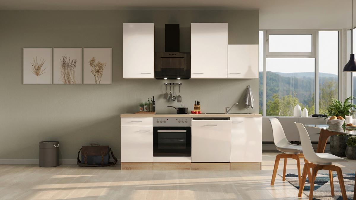 Kuhinjski Blok Z Aparati Nepal, Kašmir, Barva Hrasta - barve nerjavečega jekla/kašmir, Moderno, kovina/leseni material (220cm) - FlexWell