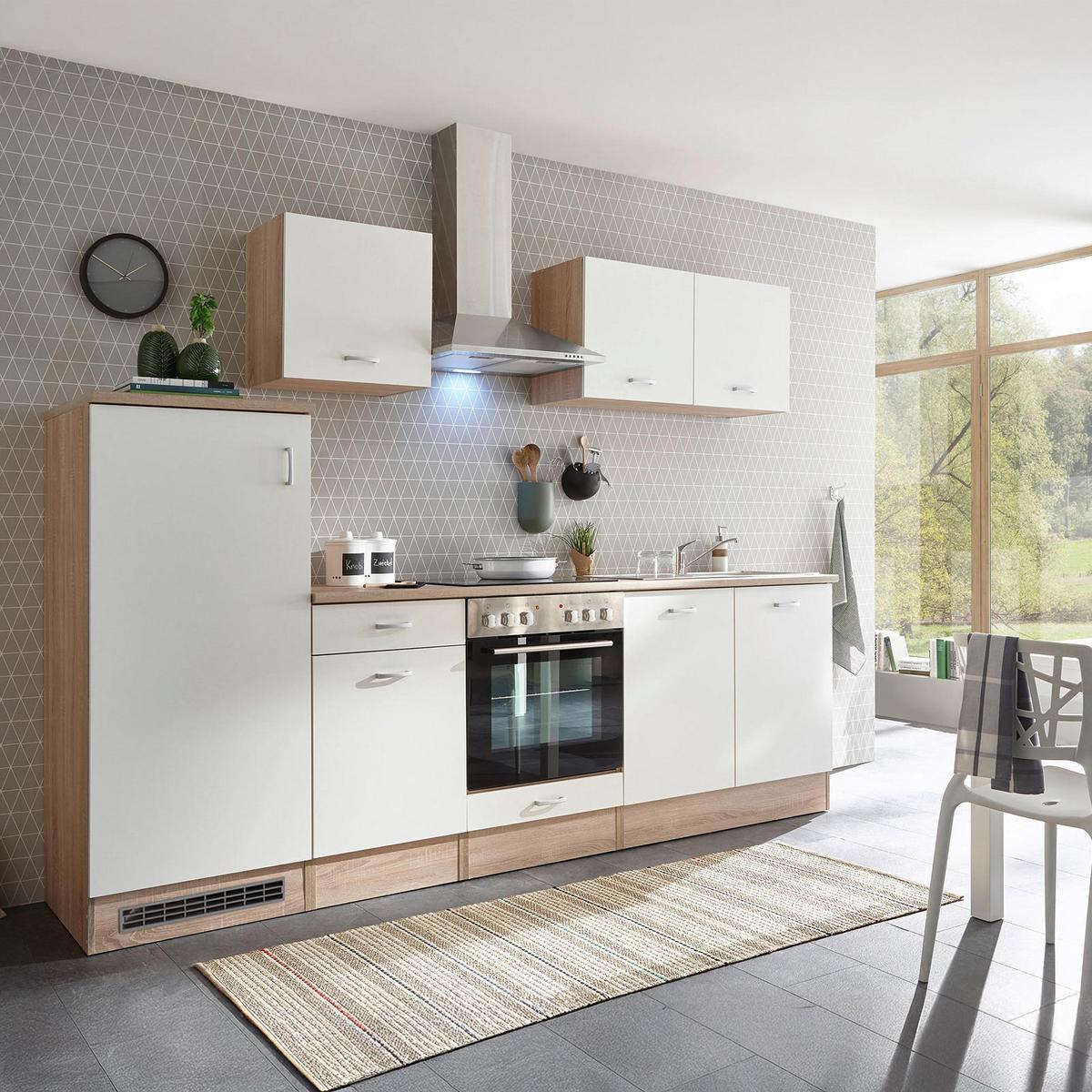 MEBLE KUCHENNE BEZ SPRZĘTÓW ANDY - kolor srebrny/biały, Modern, materiał drewnopochodny/tworzywo sztuczne (280cm) - MID.YOU