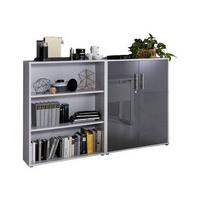 Aktenschrank Office Edition Sw Set 1 niedrig Grau - Anthrazit Hochglanz/Grau, MODERN, Holzwerkstoff (168,8/113,6/33cm) - MID.YOU