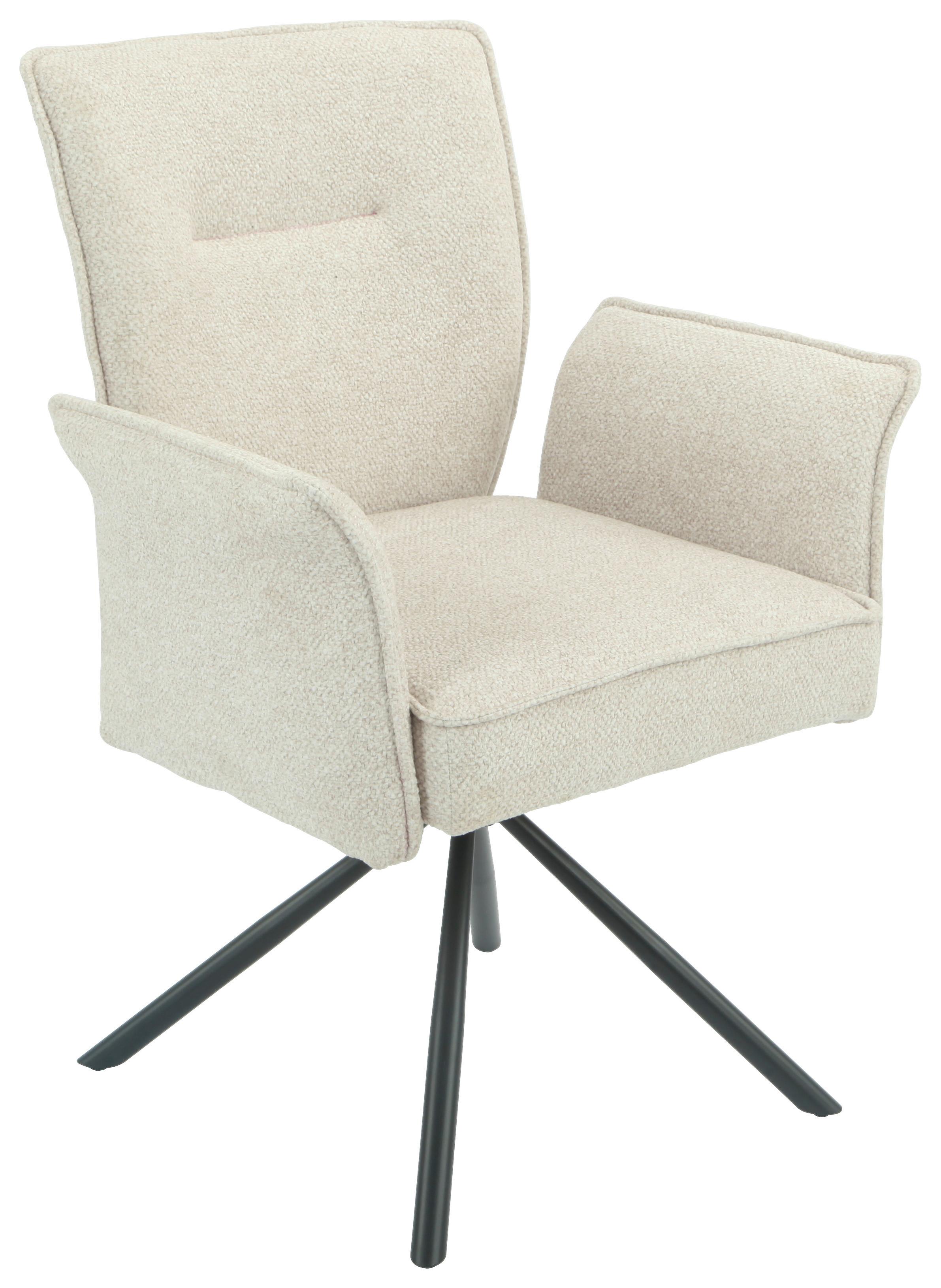 Armlehnstuhl Ellen Giga S Beige - Beige/Schwarz, MODERN, Textil/Metall (65.5/90/60cm) - Premium Living