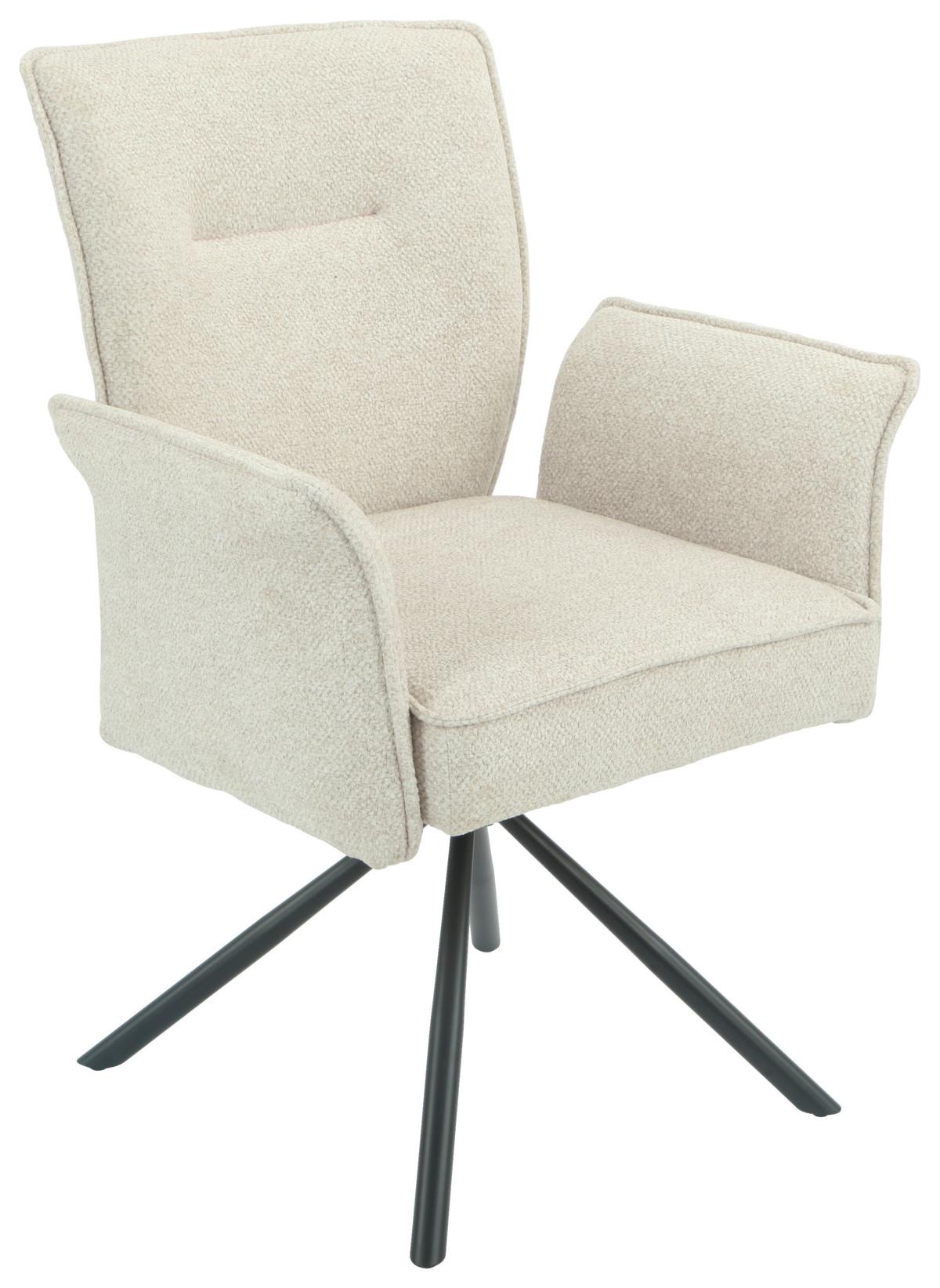 Armlehnstuhl Ellen Giga S Beige - Beige/Schwarz, MODERN, Textil/Metall (65.5/90/60cm) - Premium Living