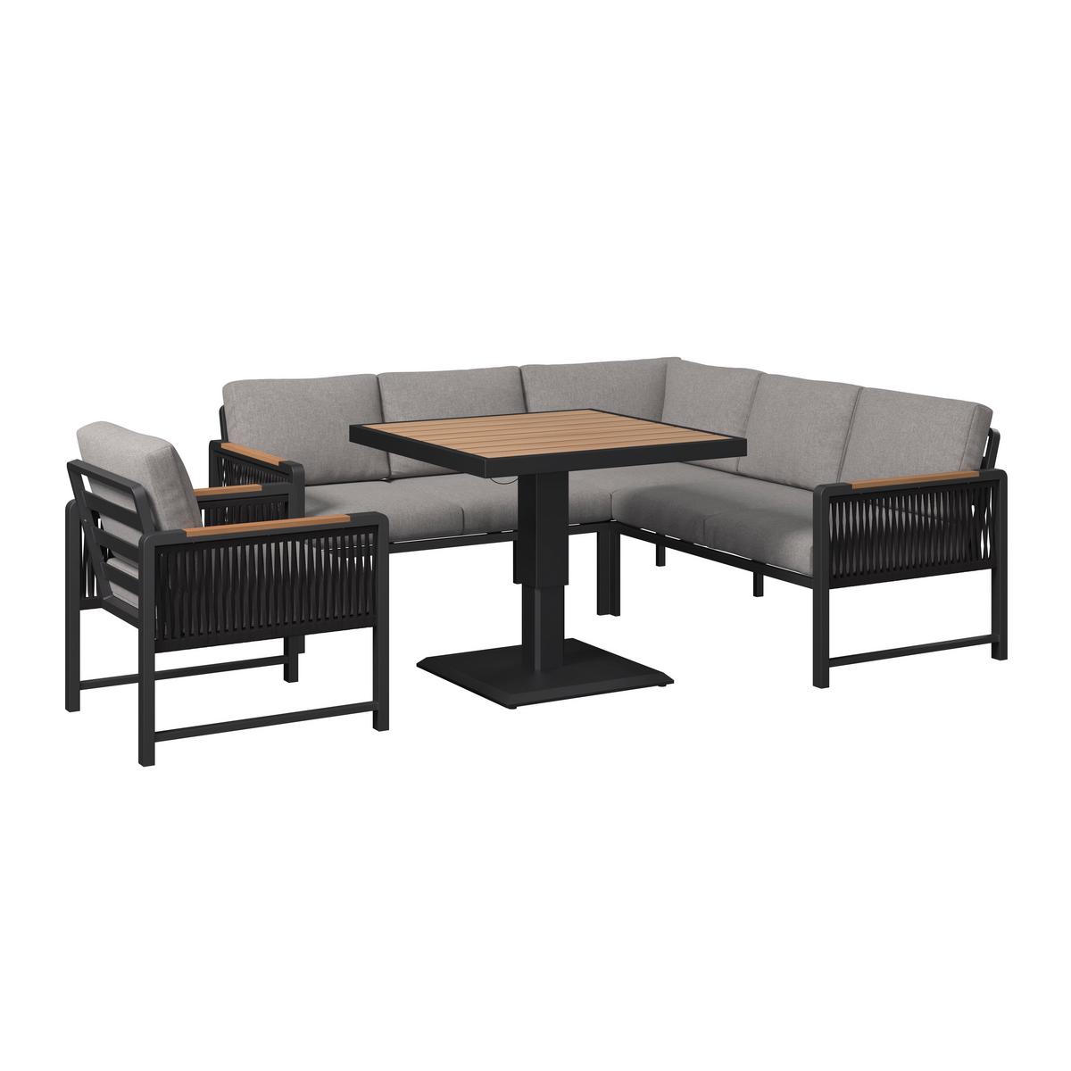 Loungegarnitur Washington Grau/naturfarben, 4-Teilig - Anthrazit/Naturfarben, Modern, Kunststoff/Textil (192/73/192cm) - Mömax