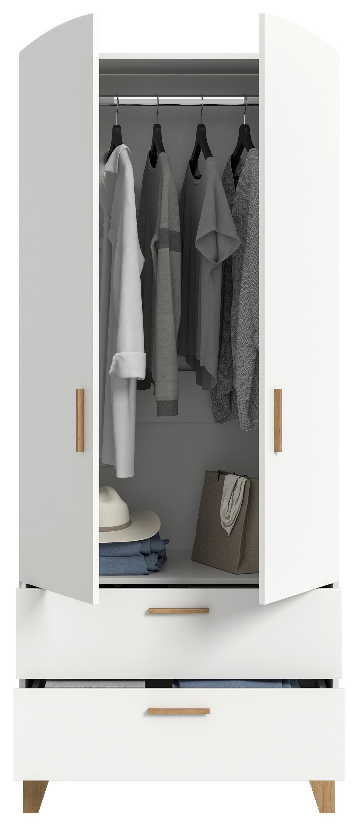 Drehtürenschrank STELLA Weiß, Eiche Artisan - Weiß/Eiche Artisan, ROMANTIK / LANDHAUS, Holzwerkstoff/Kunststoff (81/198/51cm) - Livetastic